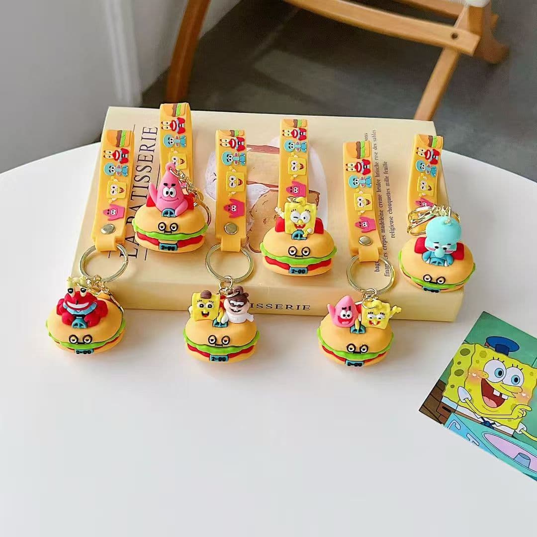 Cross-border Cartoon SpongeBob SquarePants Keychain Soft Vinyl Keychain Blind Box Mystery Bag