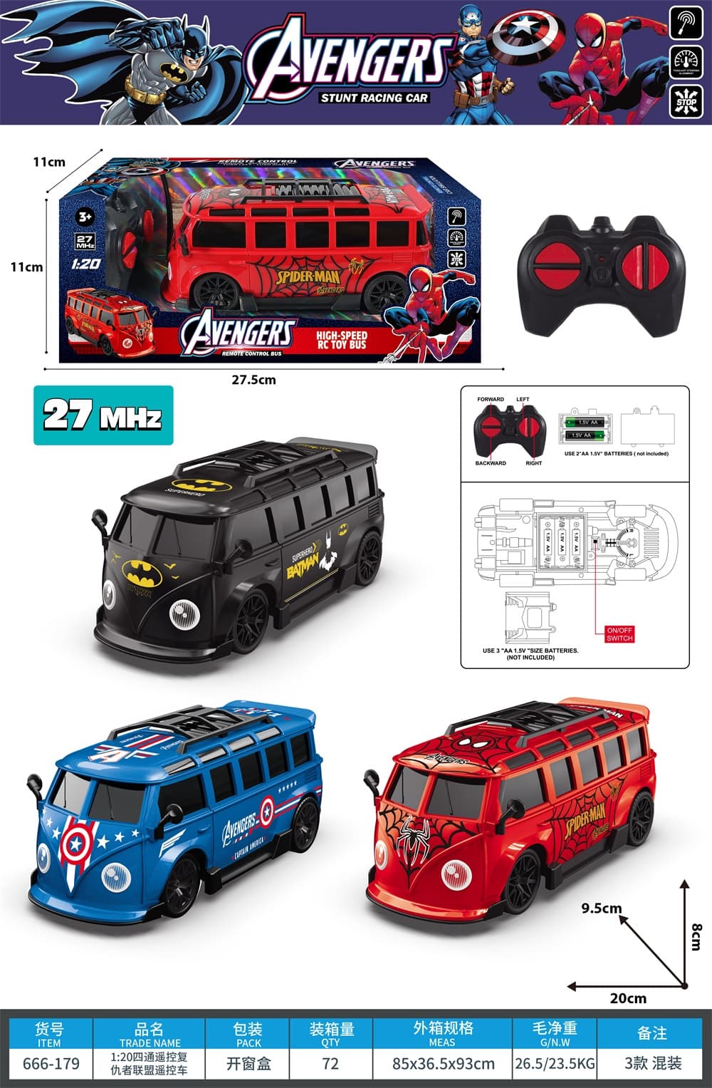 1:20 4-Channel Remote Control Avengers RC Car