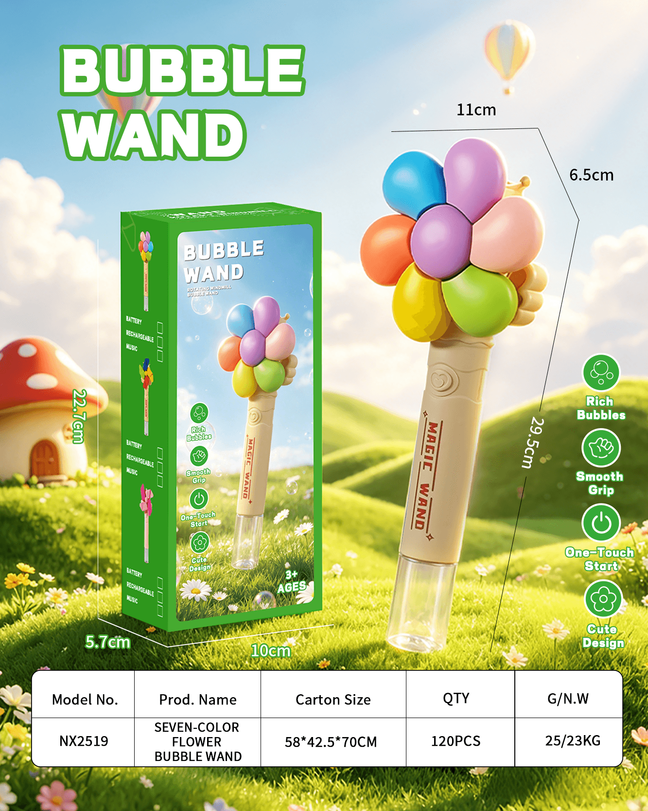 Seven-Color Flower Bubble Machine Seven-Color Flower Spinning Bubble Wand