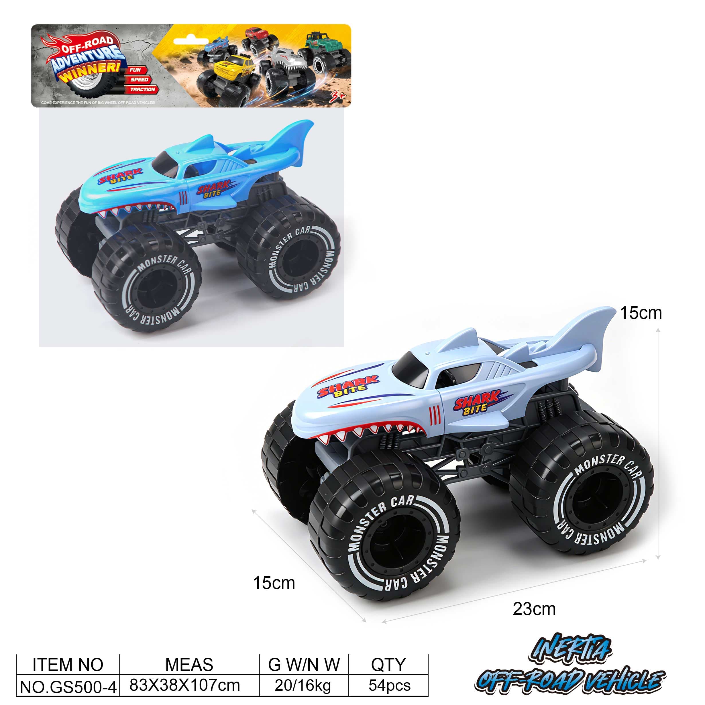 Hot Wheels Monster Trucks Shark Attack Inertia-Powered Car