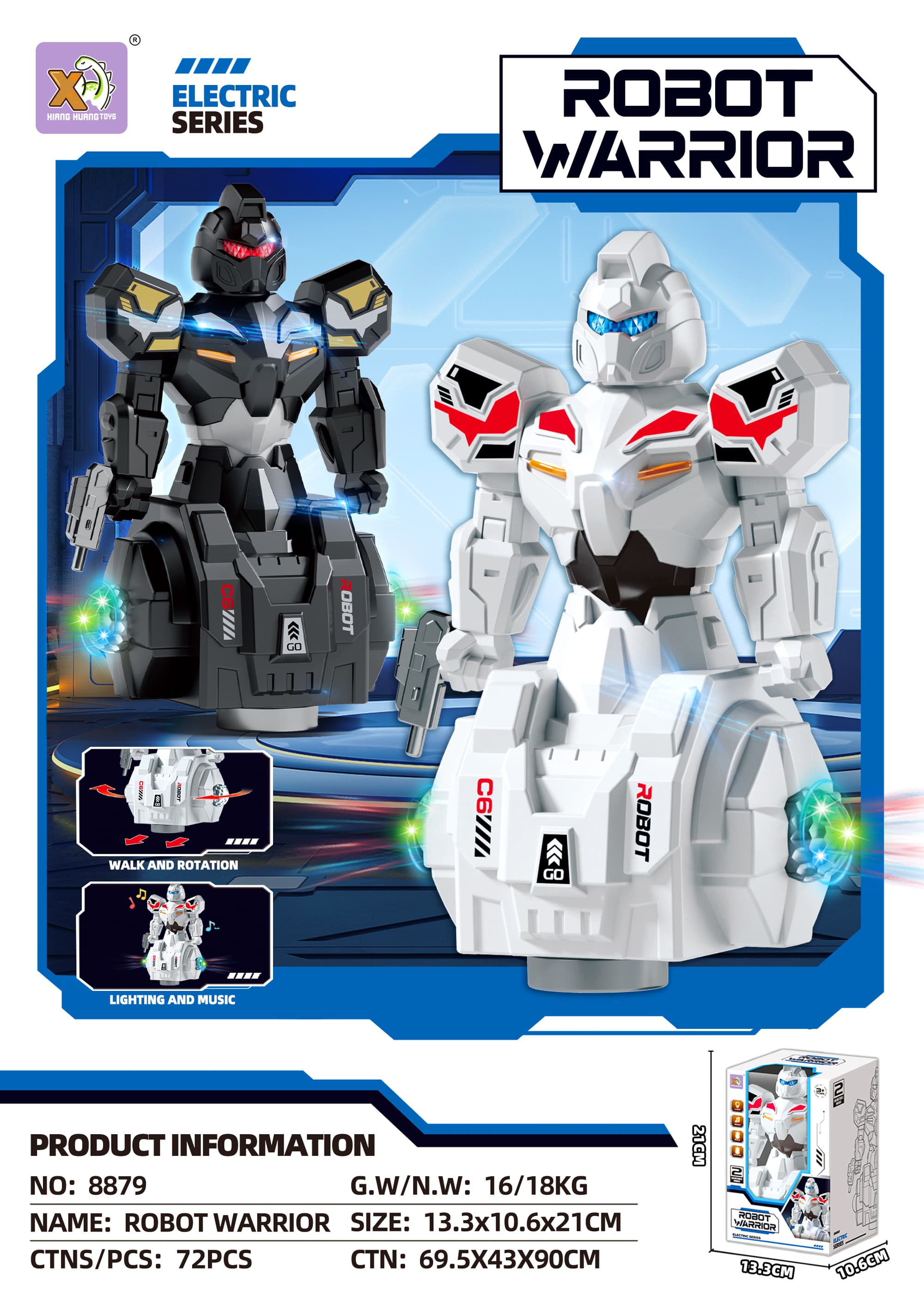 Electric Omnidirectional Sound and Light Robot, with LED Lights, Music, and Omnidirectional Movement (Two-Color Mixed Pack)