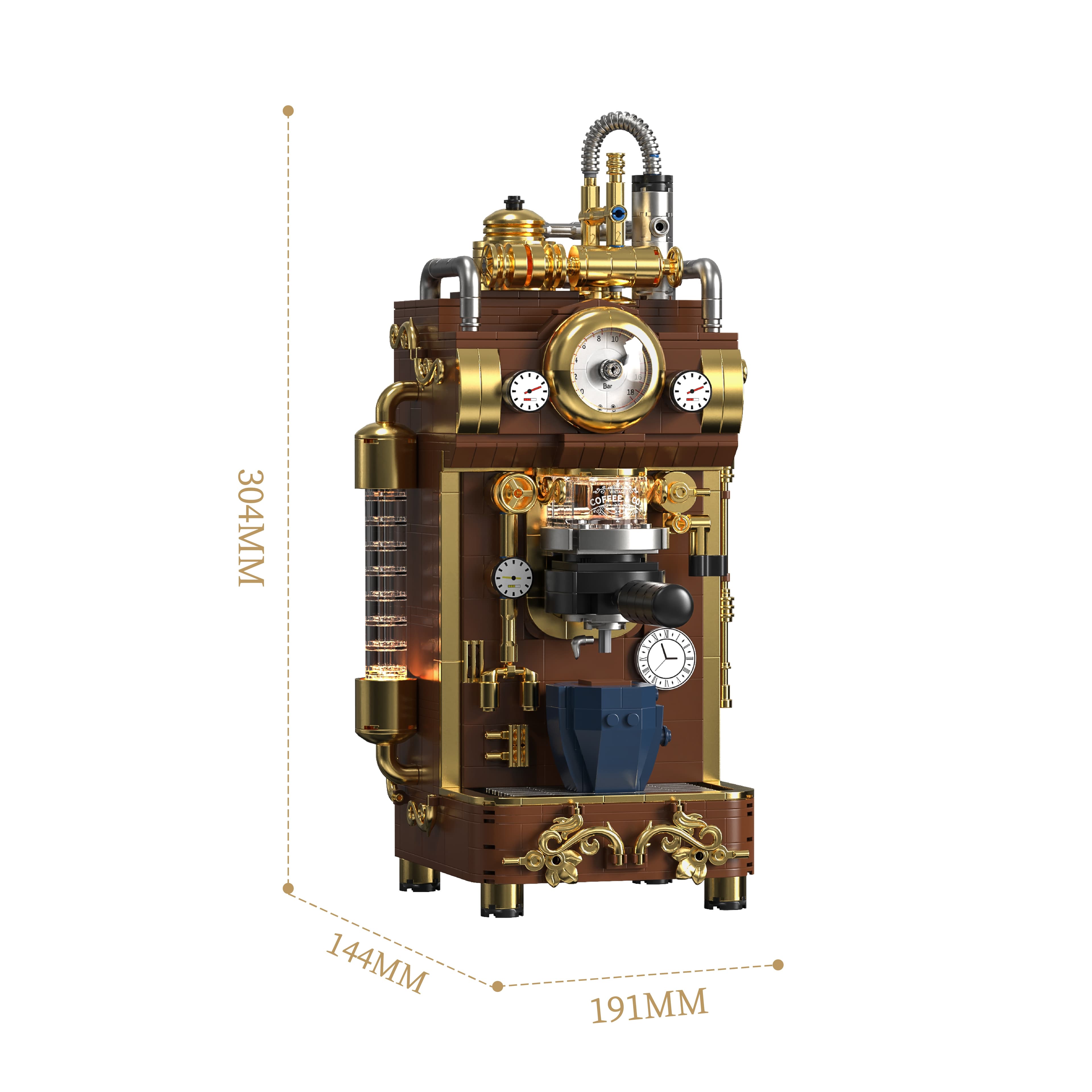 Retro Steam Coffee Machine Building Blocks (Small Bricks DIY Assembly Educational Toy)