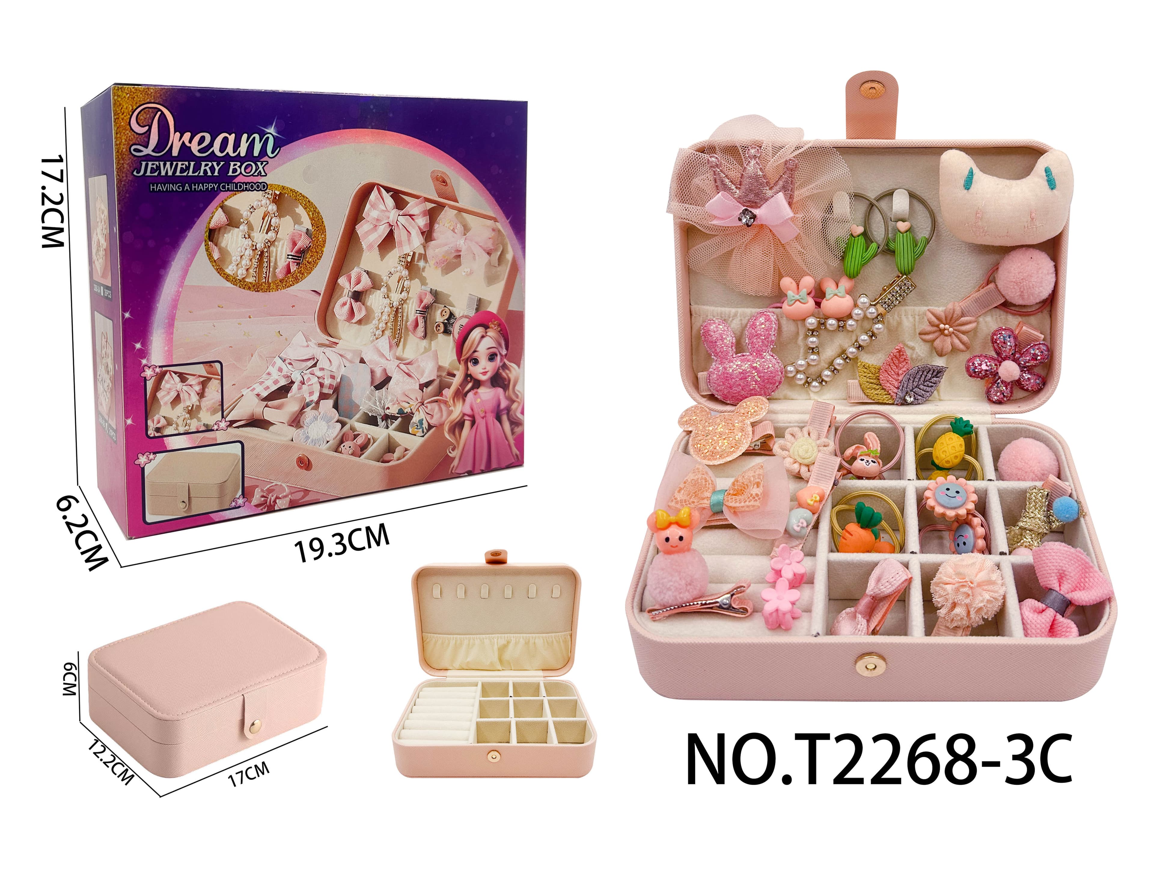 Style C Minimalist Pink Jewelry Box (33-Piece Set) - Exquisite Pretend Play Toy Set for Girls
