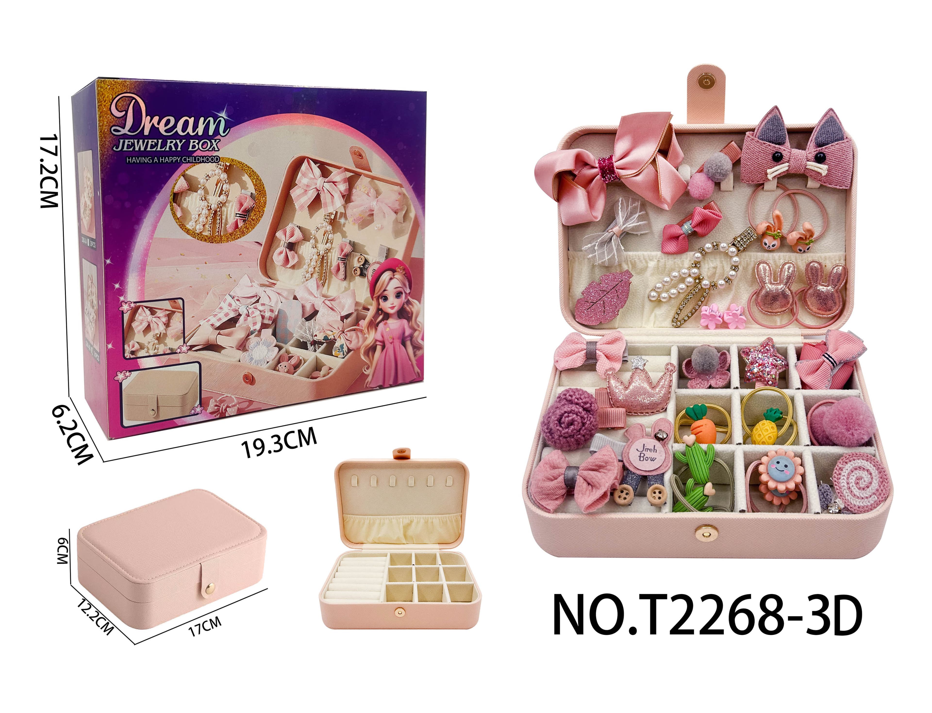 Style D Minimalist Pink Jewelry Box (33-Piece Set) - Exquisite Pretend Play Toy for Girls