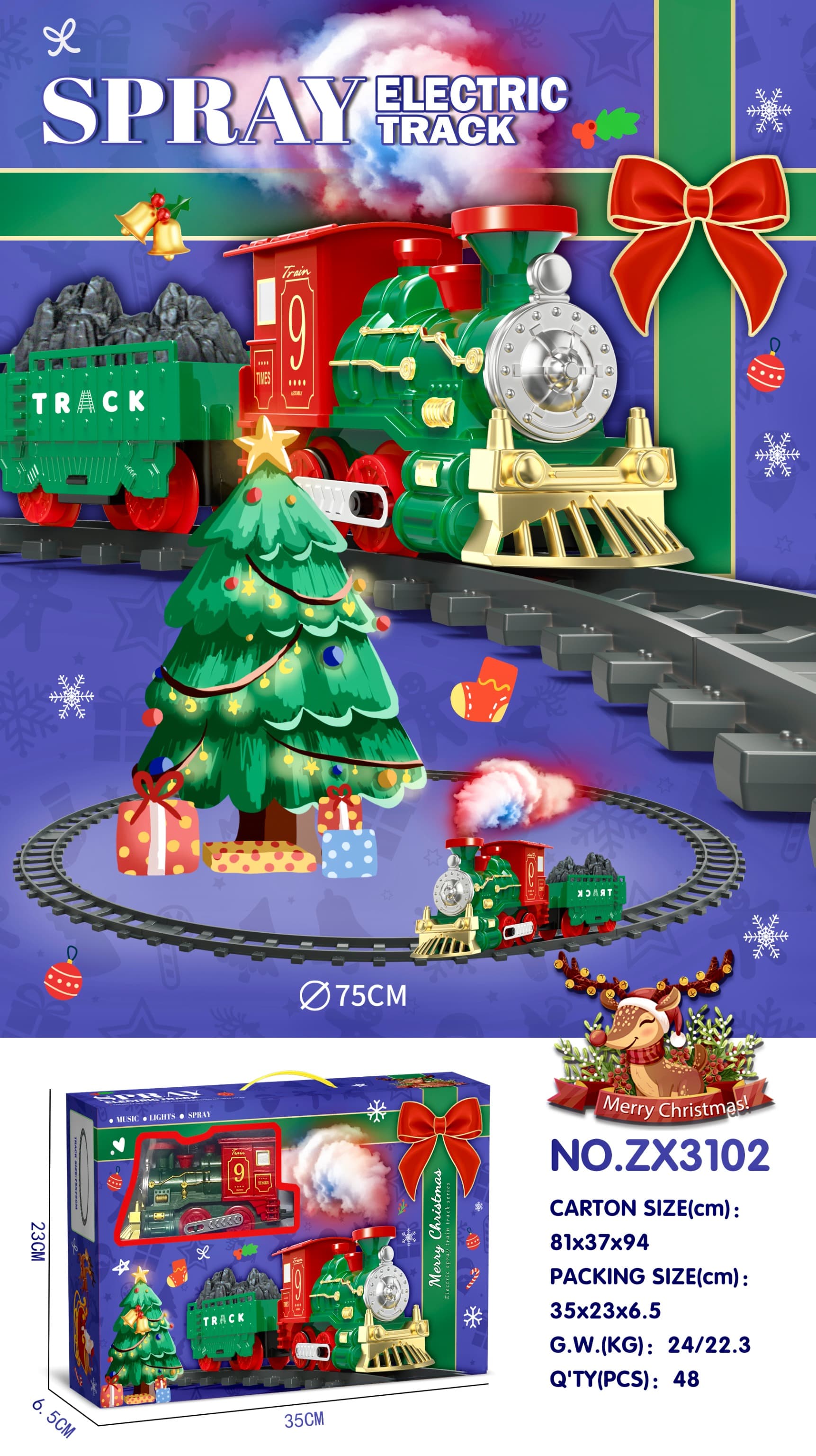 Christmas Electric Smoking Track Train