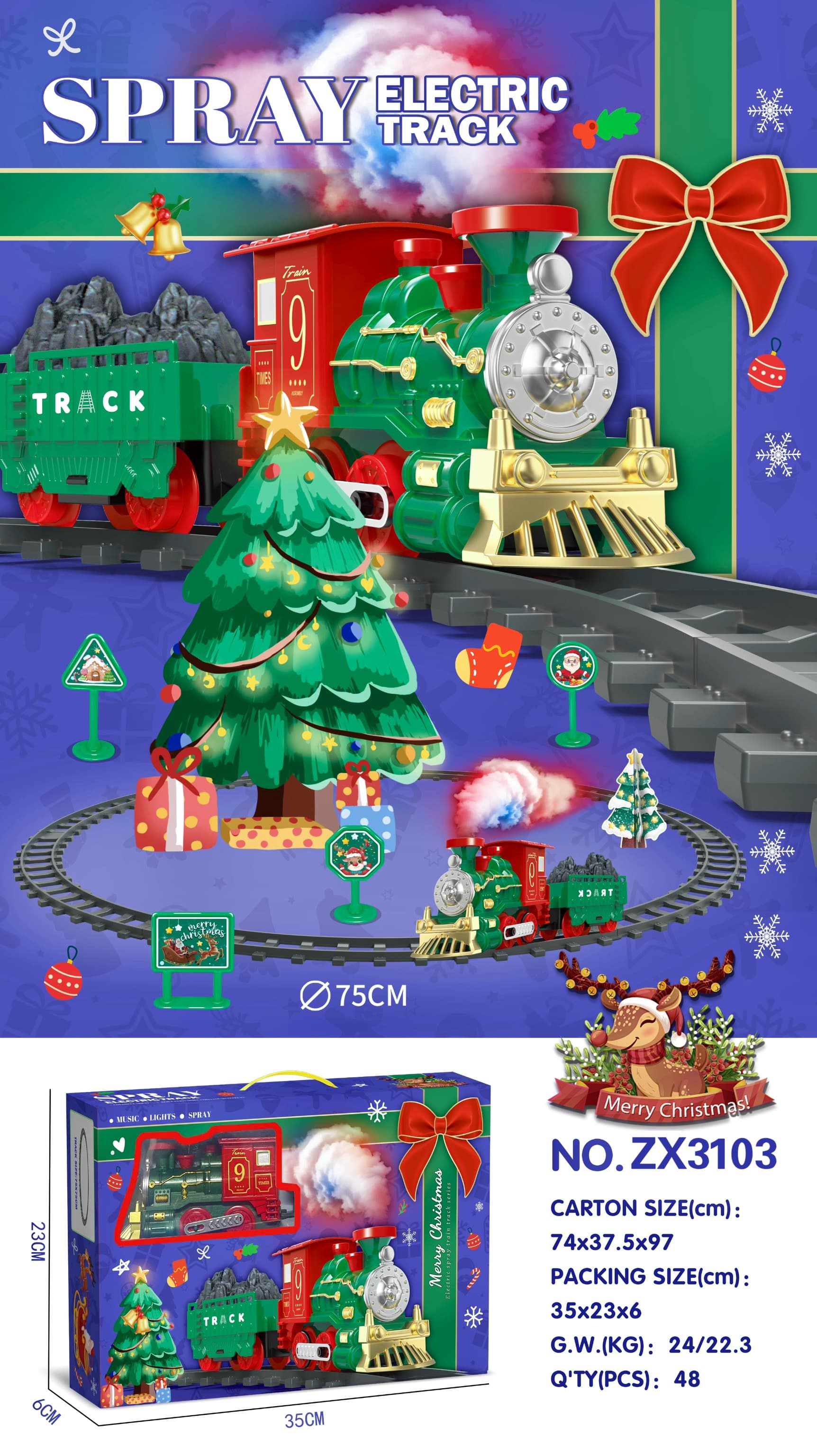 Christmas Electric Smoking Track Train