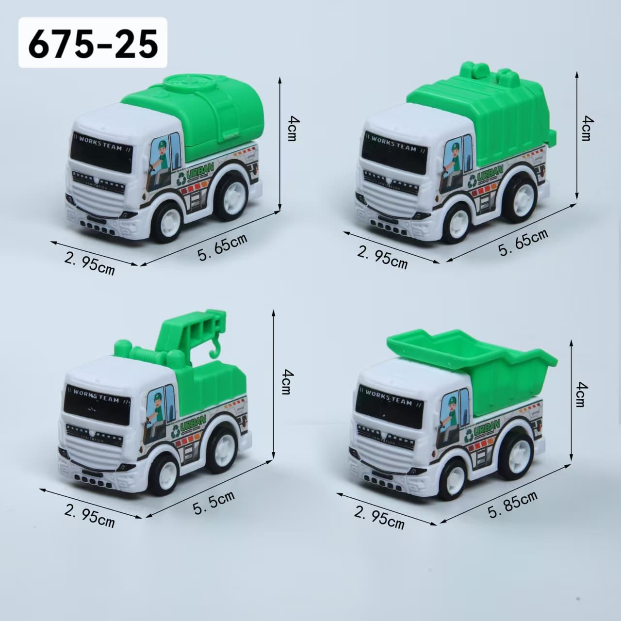 Green Garbage Truck Pull Back Car Toy for Kids