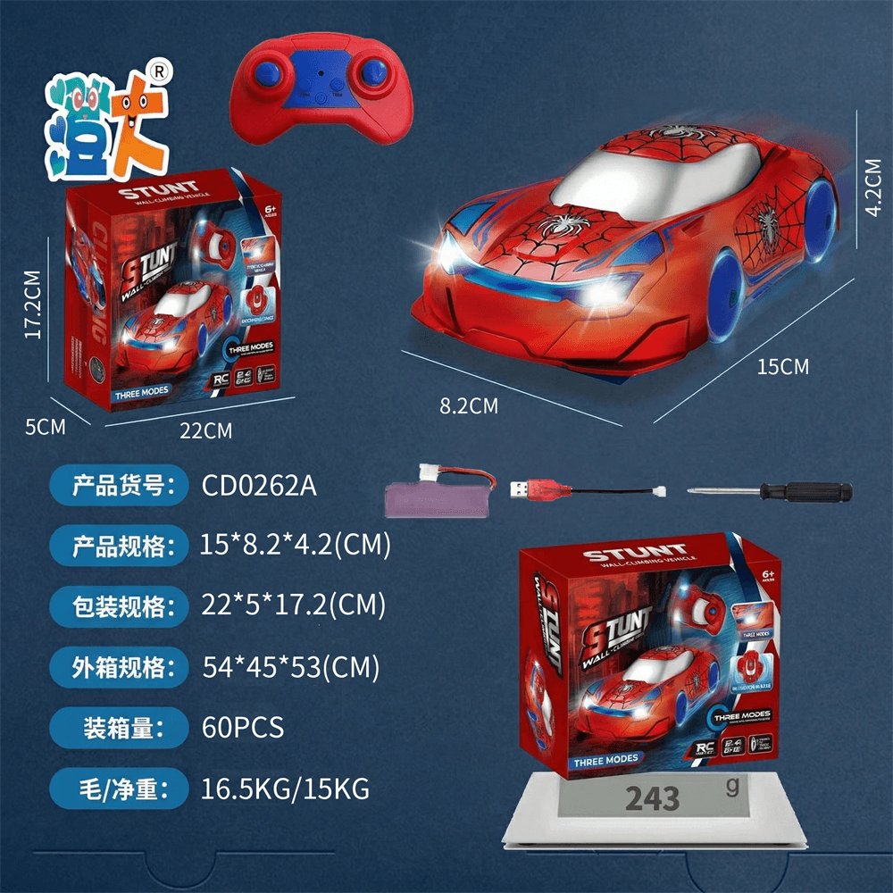2.4G Remote Control Spider Climbing Car with Lights