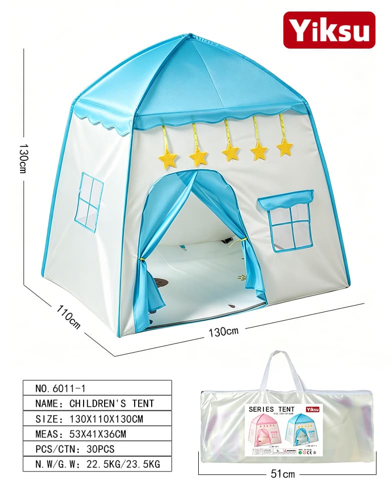 Blue House Tent - Kids Tunnel Tent with Ocean Ball Pool