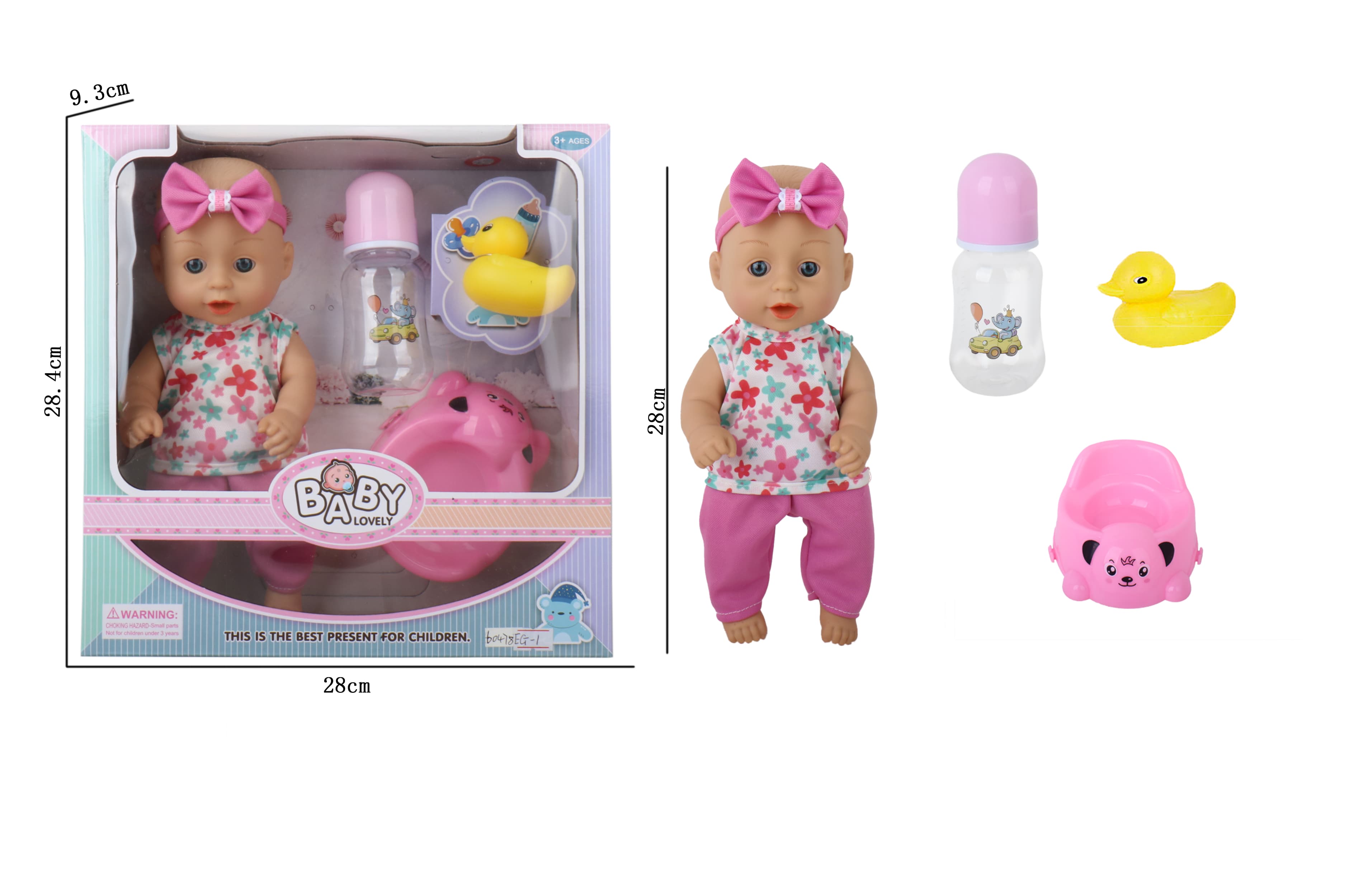 11-inch Full-Body Vinyl (Gender-Neutral) Feeding Doll in Window Box