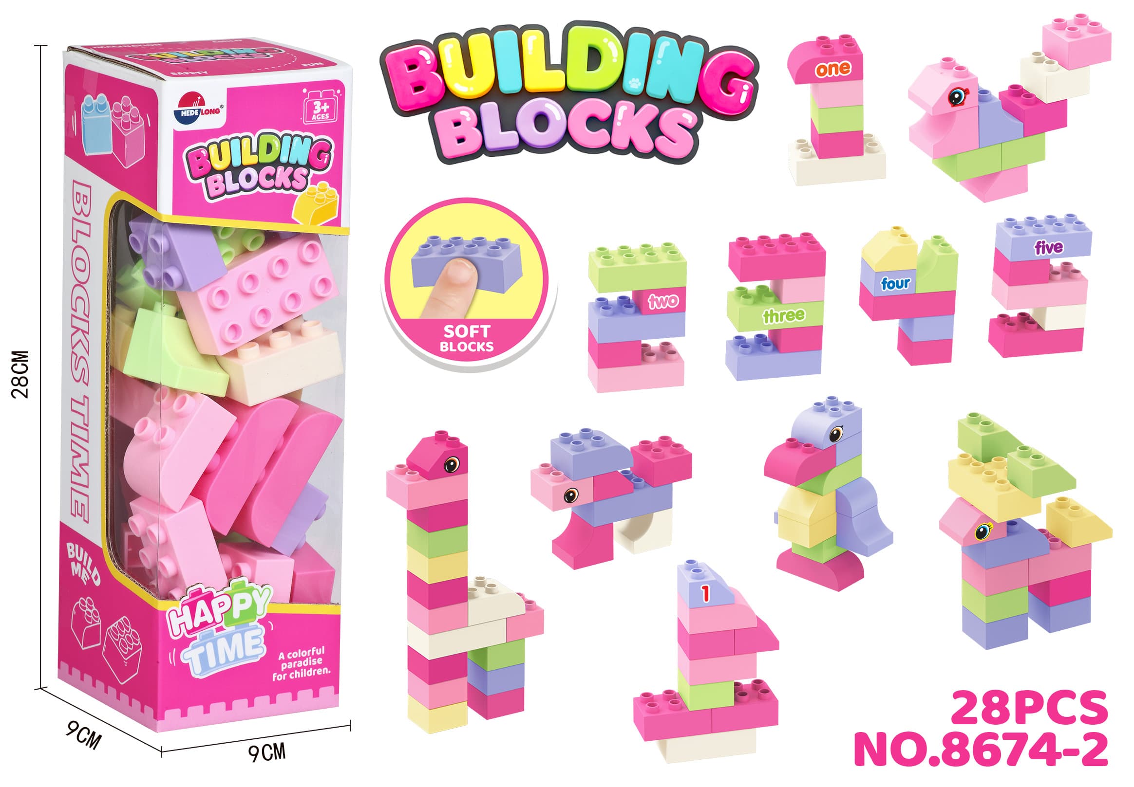 Educational Medium-Sized Soft Plastic Building Blocks for Girls (28PCS)