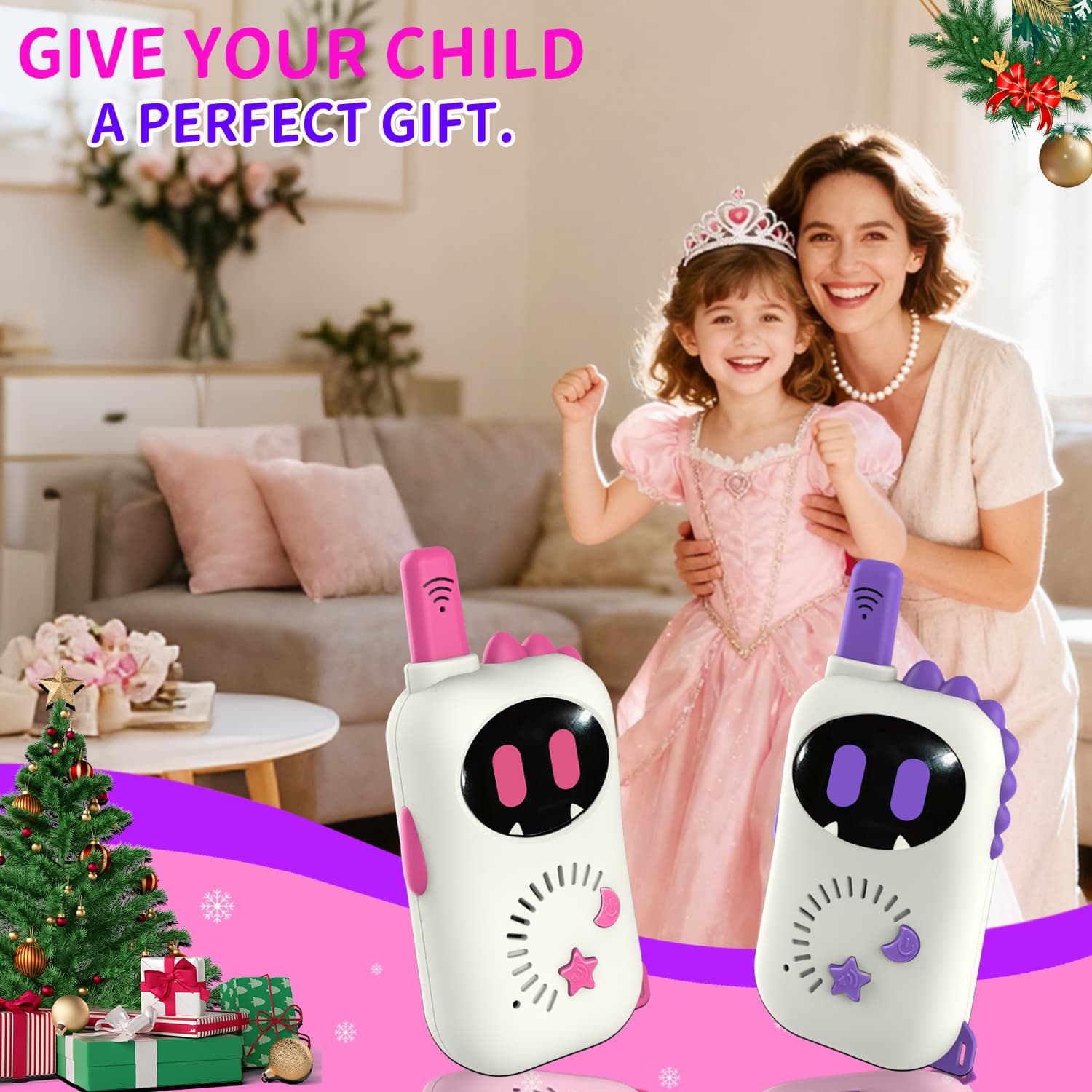 Cartoon Walkie Talkie (Pink/Purple, 300m Range)