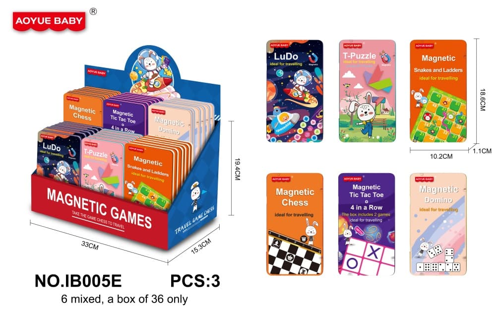 6-in-1 Magnetic Tin Box Game Set