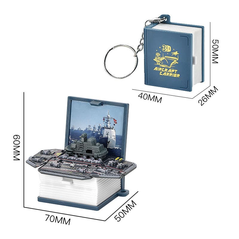3D Foldable Keychain - Mini Hanging Ornament, Foldable Book Bomb Book Aircraft Carrier Keychain, DIY Claw Machine Toy