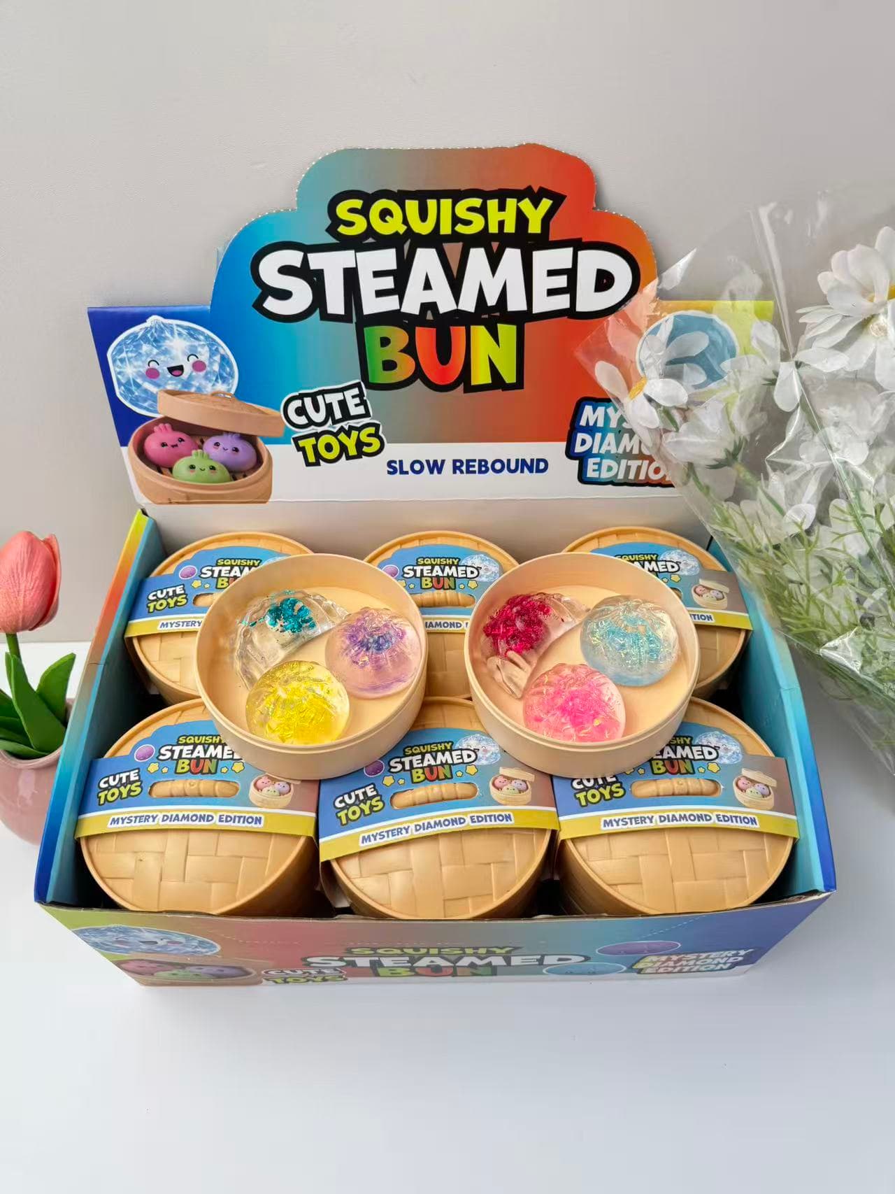 Cross-Border New Simulation Glitter Crystal Dumpling Stress Relief Toy - Steamed Dumpling, Creative and Cute