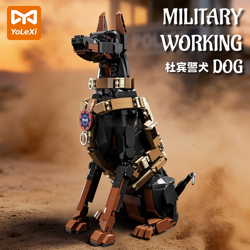 Doberman Police Dog Building Blocks