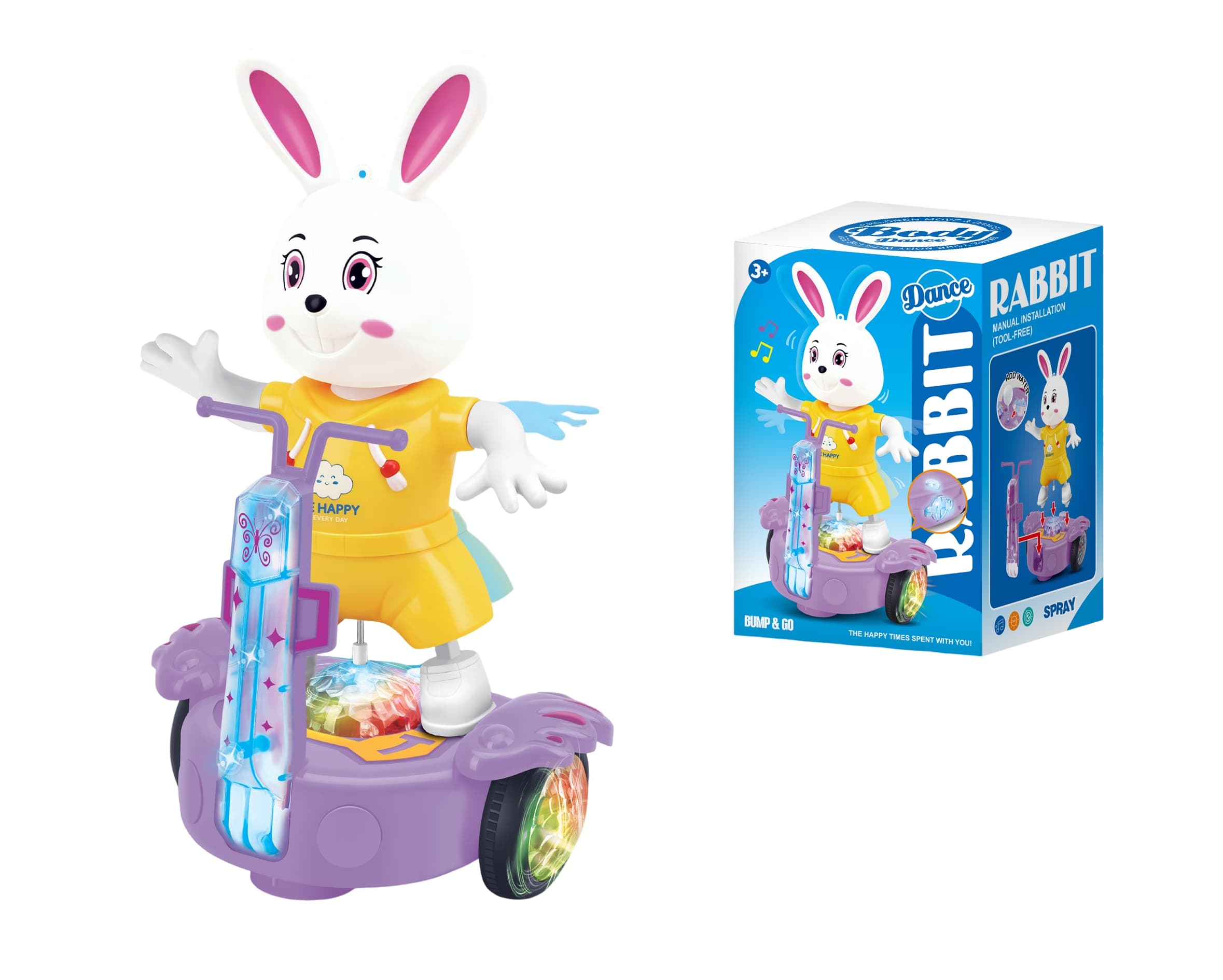 Electric Omni-Directional Music Light-Up Rabbit Dance Scooter