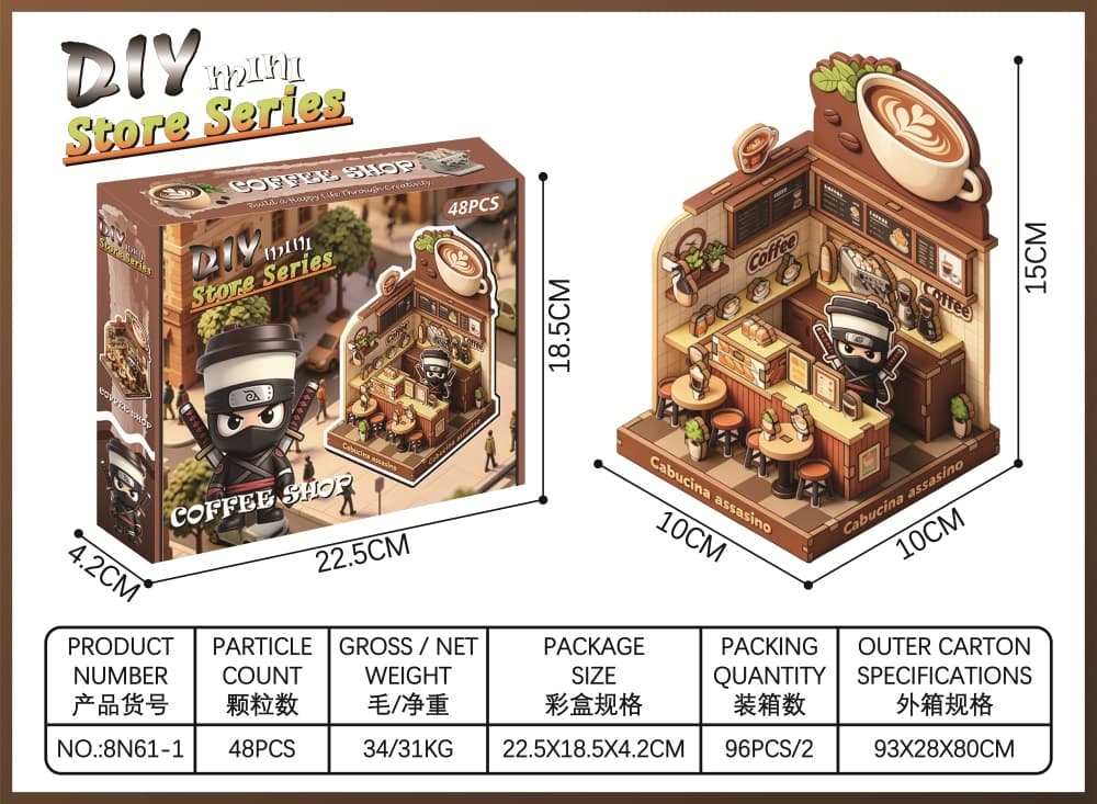 DIY Coffee Shop Miniature Scene 3D Wooden Puzzle