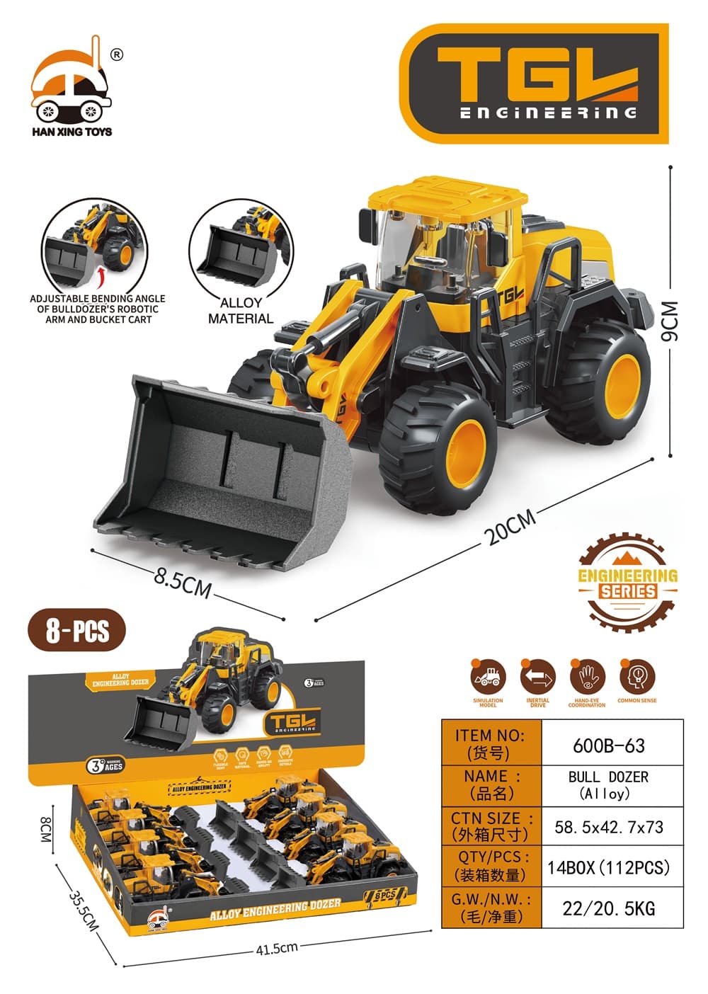TGL Alloy Simulation Bulldozer Engineering Vehicle