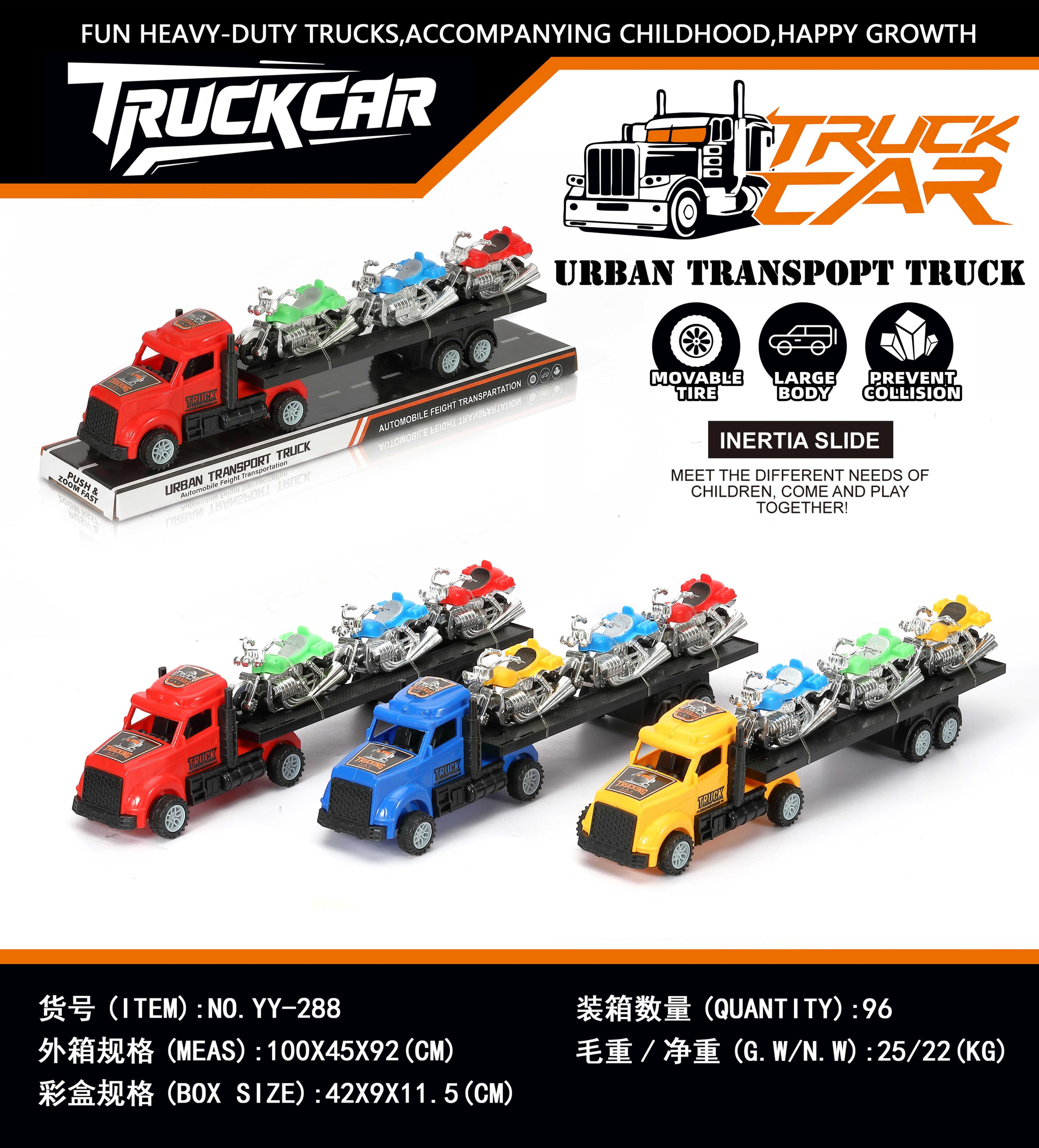 Inertial American Semi-Truck with Three Harley-Davidson Motorcycles