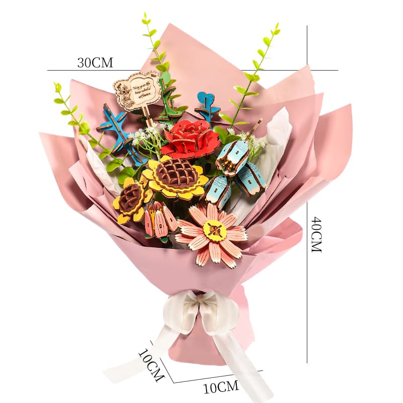 3D Wooden Floral Bouquet / Wooden Flowers / Assembly Flowers / Puzzle Model Flowers / Building Block Flowers / Eternal Flowers / Wooden Art Blossoms