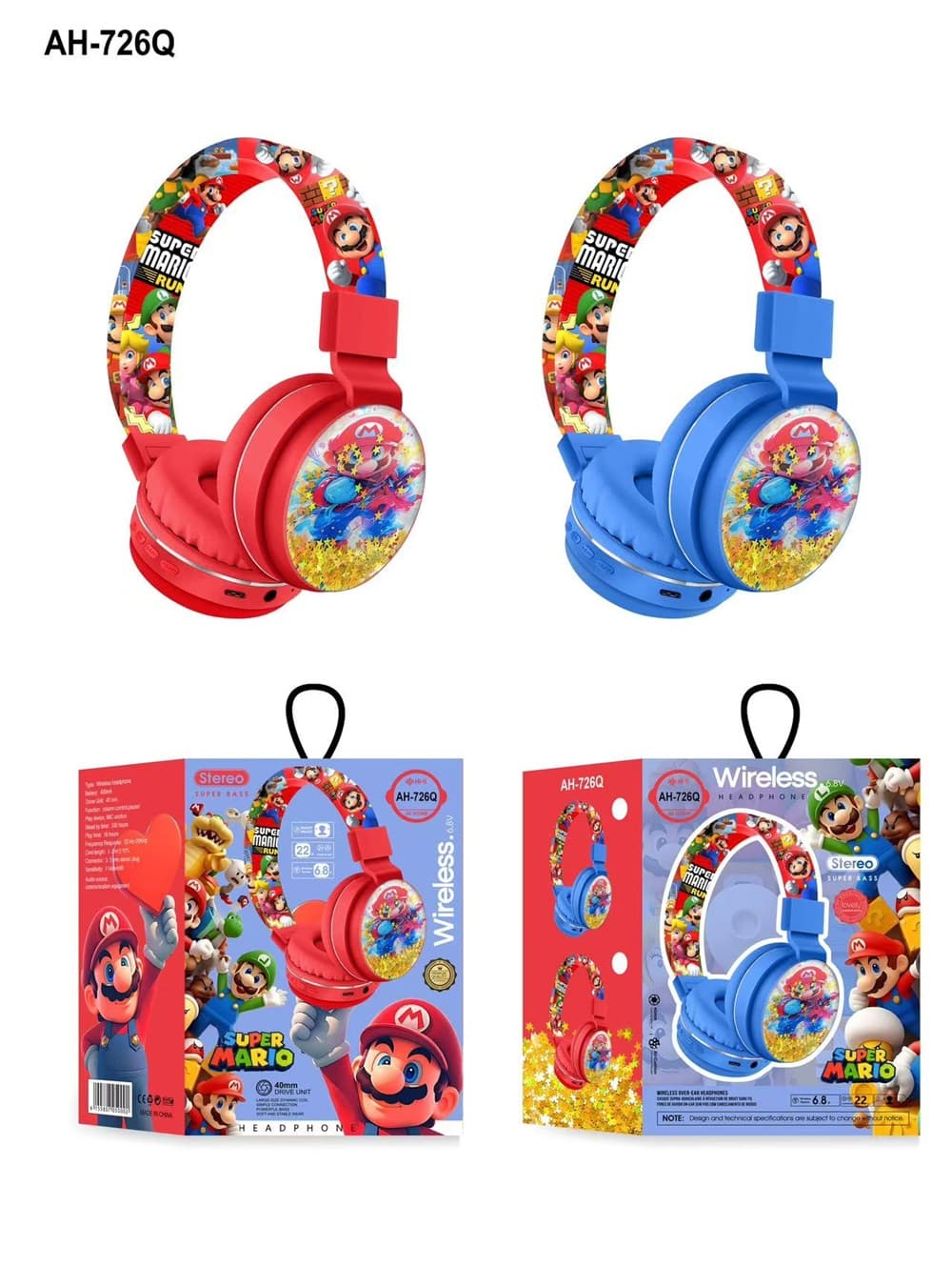 Kids Cartoon Over-Ear Wireless Bluetooth Headphones