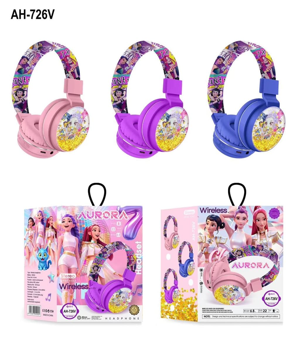 Kids Cartoon Over-Ear Wireless Bluetooth Headphones