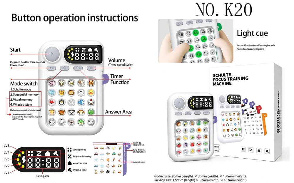 Schulte Grid Children's Attention Memory Focus Training Educational Toy