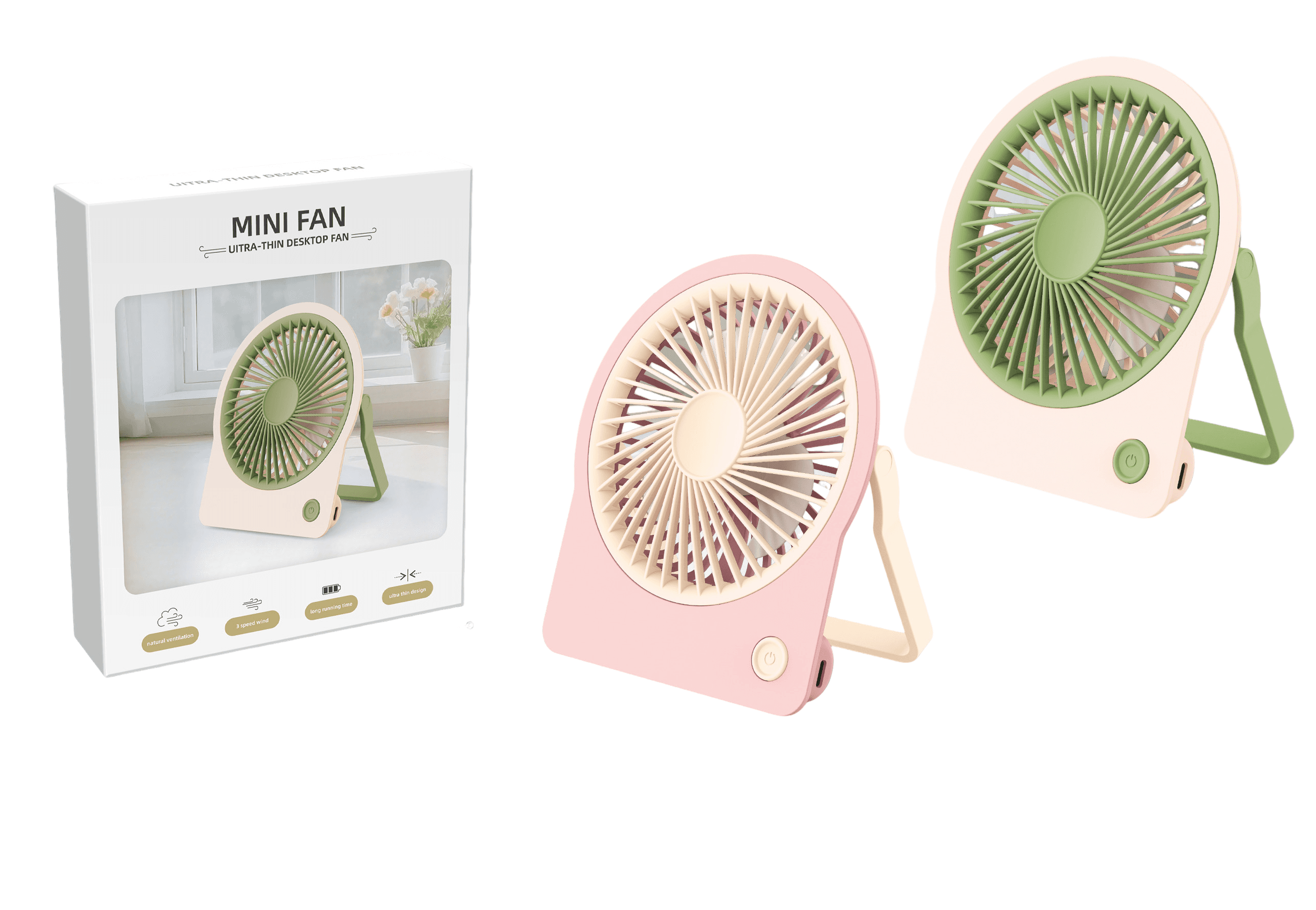 Ultra-Thin Card Desktop Fan with Built-in 1200mAh Battery