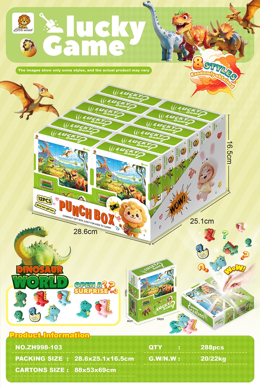 Cartoon Dinosaur Surprise Hole-Punch Display Box