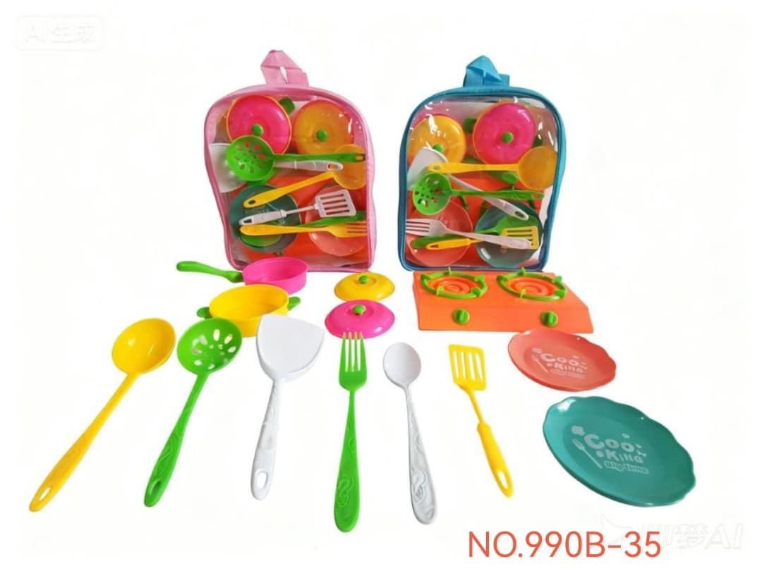 Kids Pretend Play Kitchen Set with Utensils for Boys and Girls