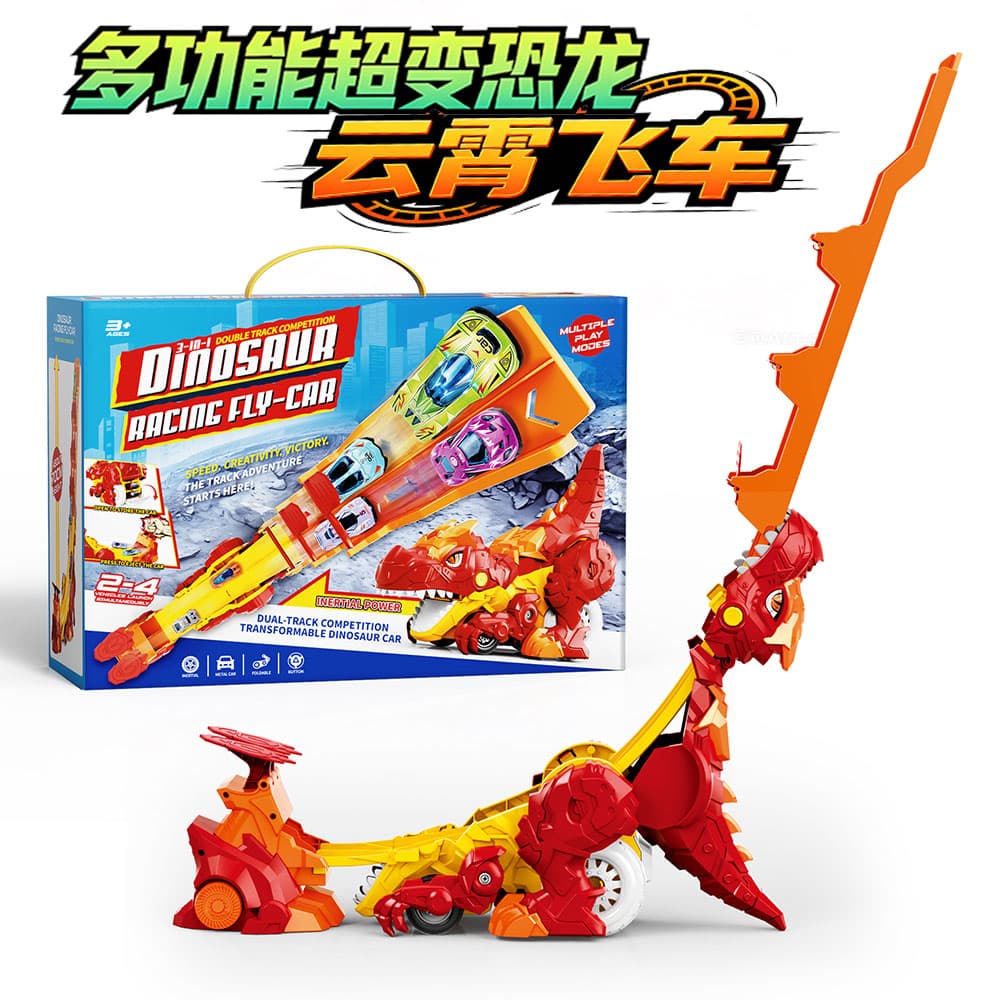 Multi-functional Transformable Dinosaur Roller Coaster + 4 Alloy Cars