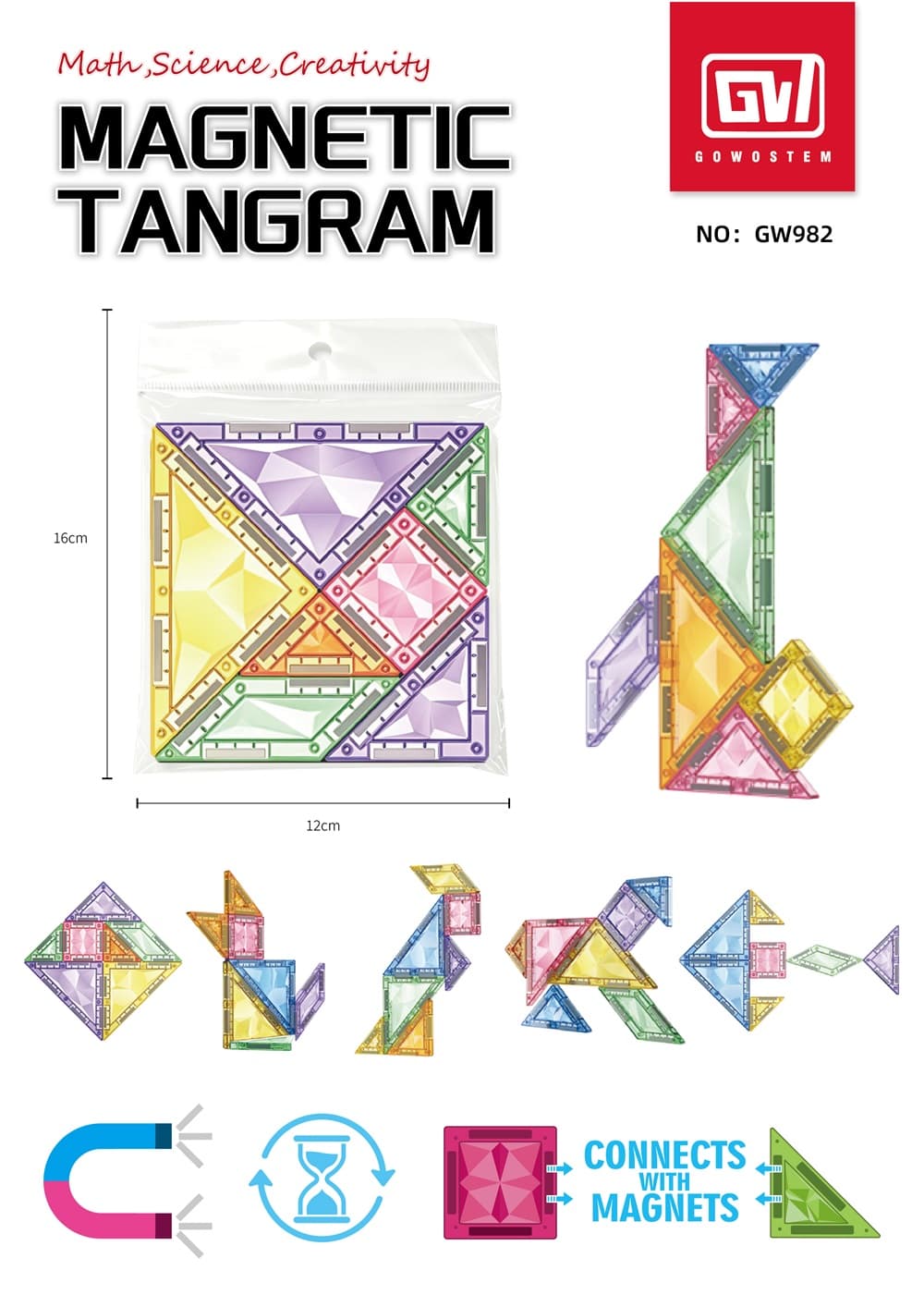 Transparent Magnetic Tangram Tiles