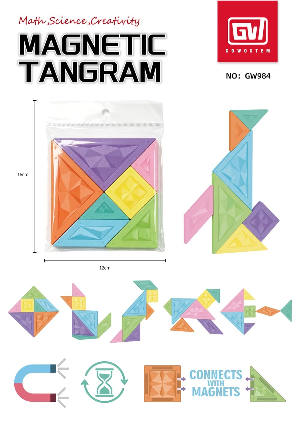 Macaron Magnetic Tangram Tiles