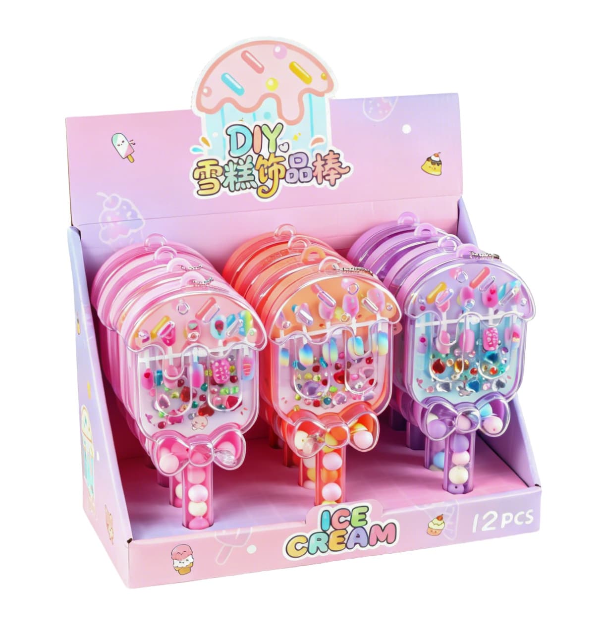 Ice Cream Charm Sticks Mixed Set of 12 Charms