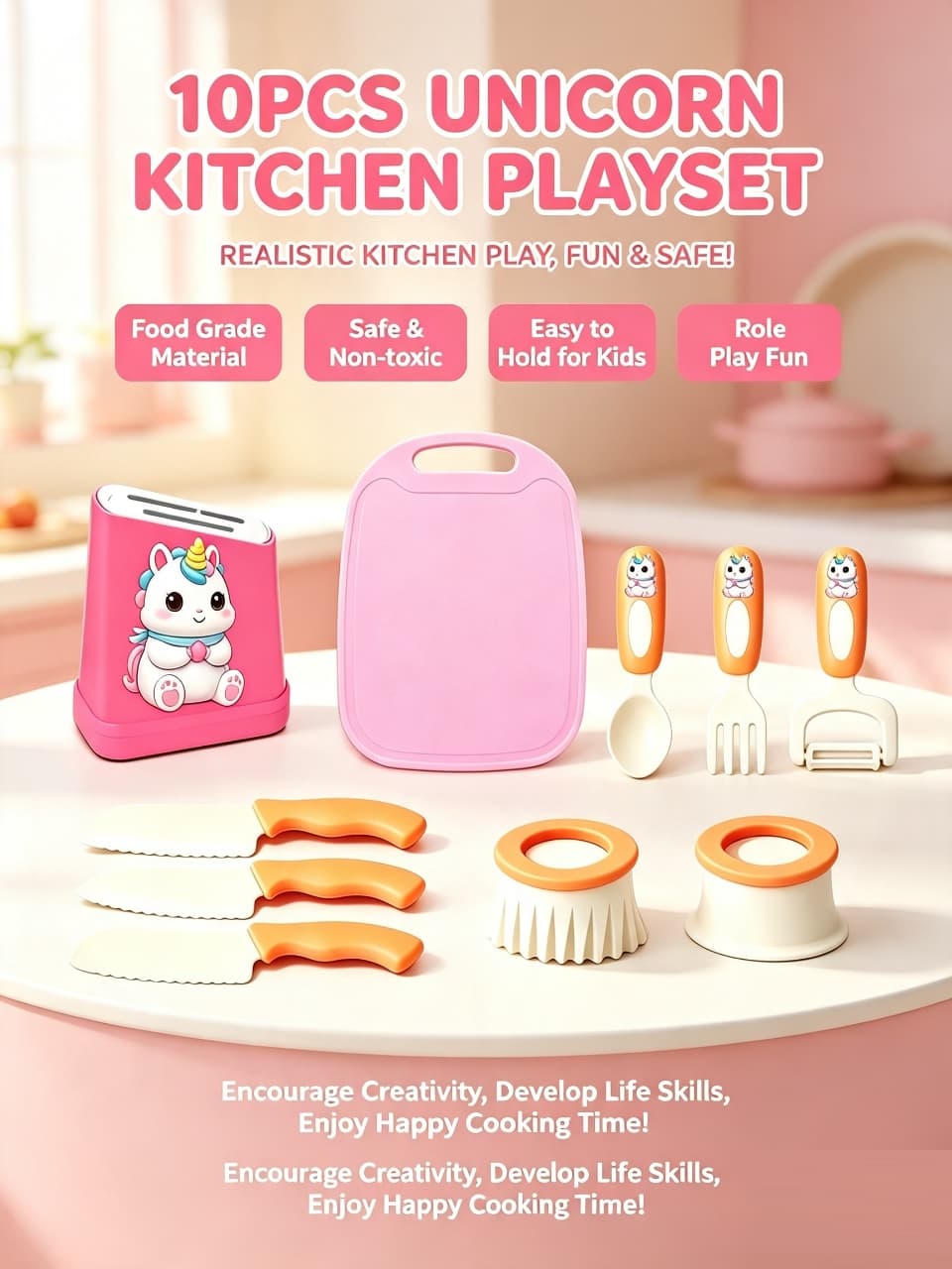 Unicorn 11-Piece Realistic Kitchen Playset