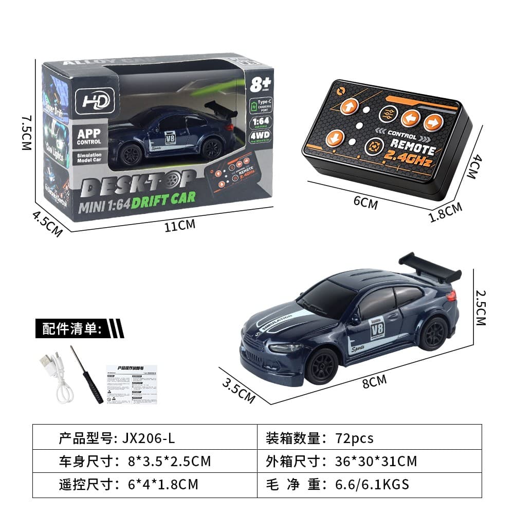1:64 Scale Mini Drift Remote Control Car - Desktop RC Car