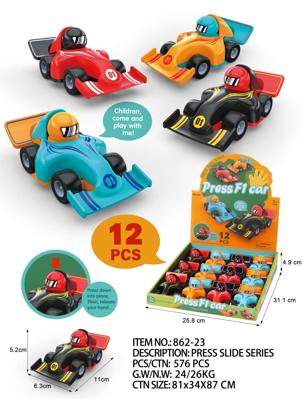Press-and-Go F1 Racing Car