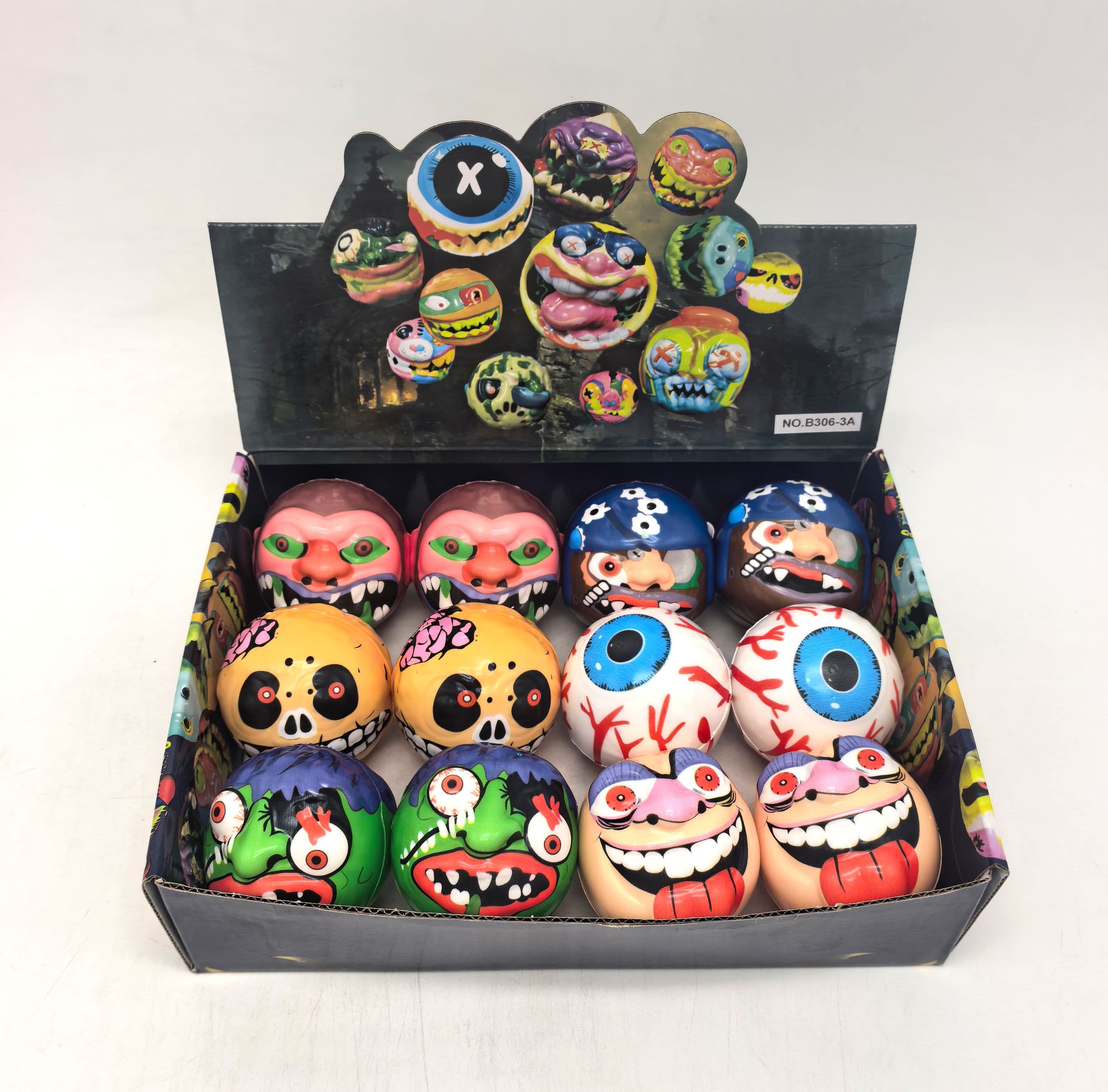 12 Pcs 6.3CM High-Bounce Funny Face Balls