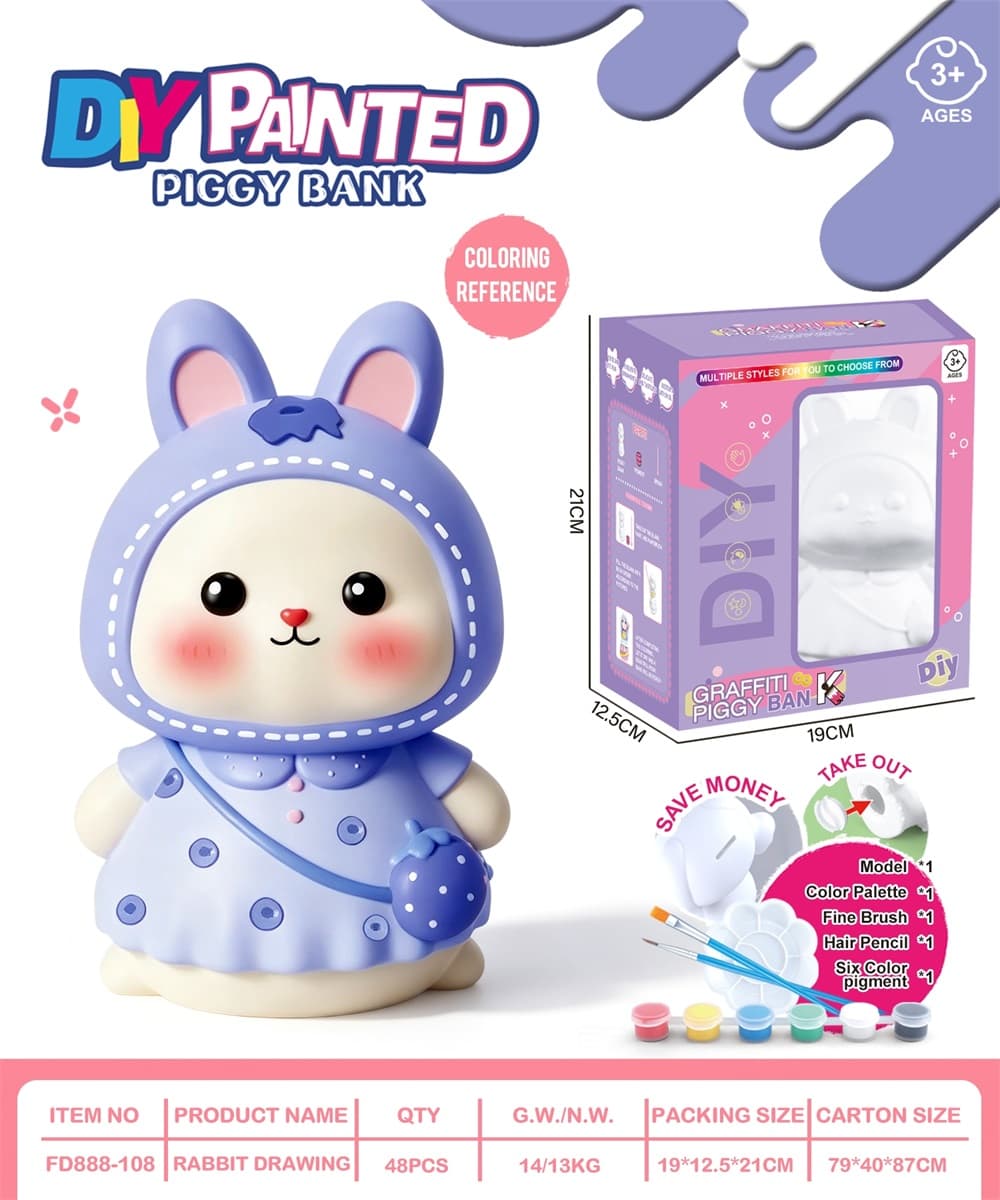DIY Paintable Piggy Bank - Strawberry Bunny