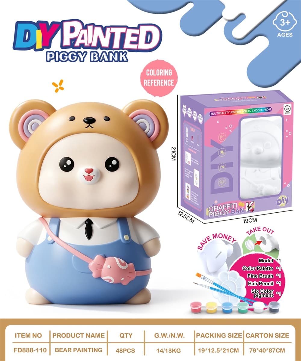 DIY Paintable Piggy Bank - Lollipop Bear