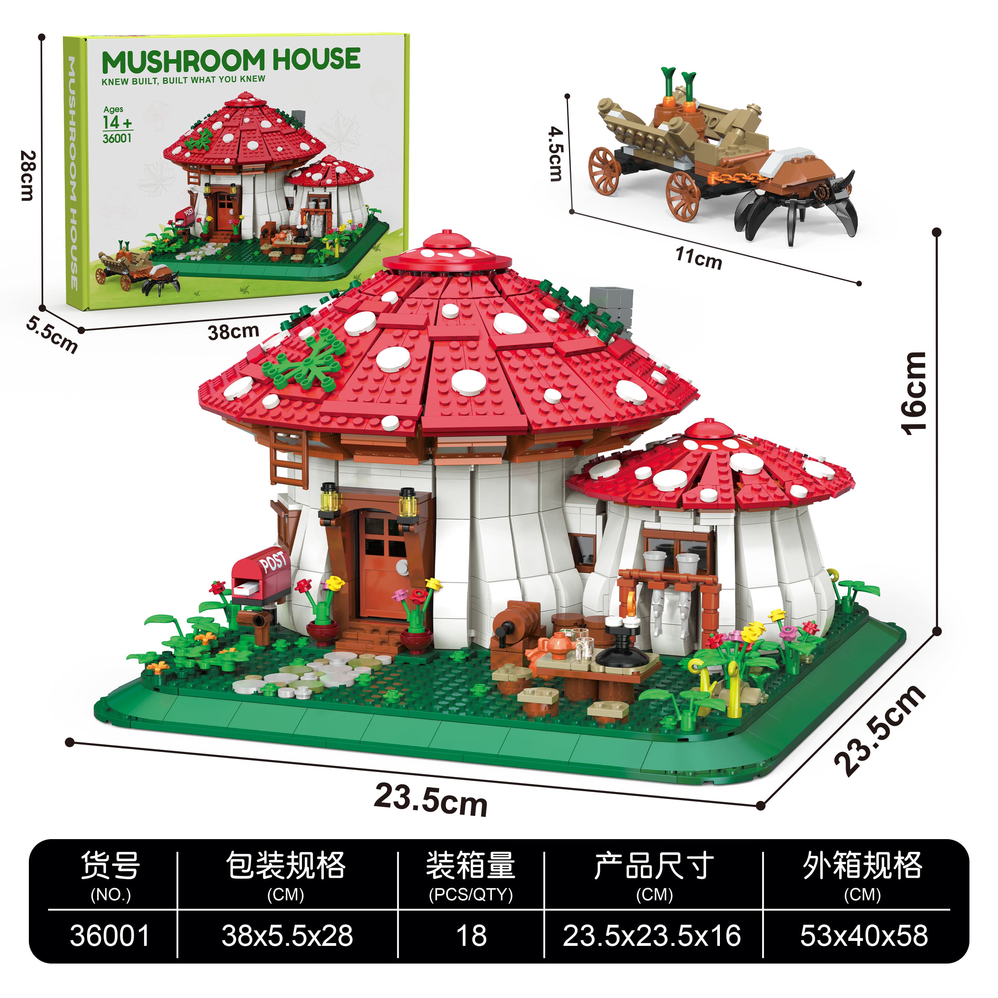 Mushroom House - 3.6mm Particle 2312pcs Educational Building Blocks