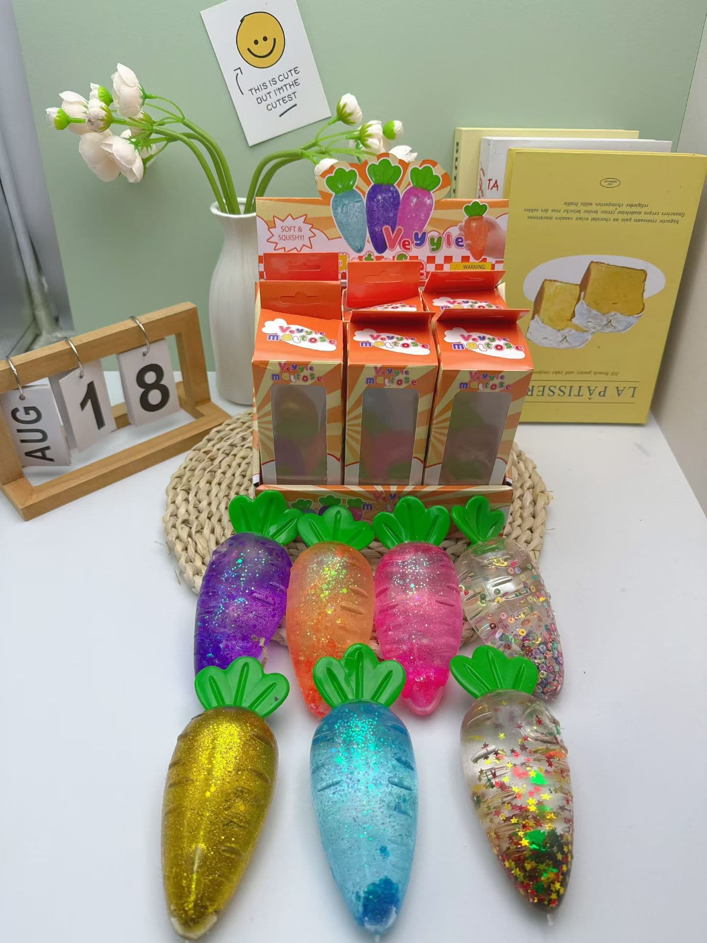 Best-Selling Maltose Radish Squeeze Toy - Stress Relief Simulation Radish with Gold Powder