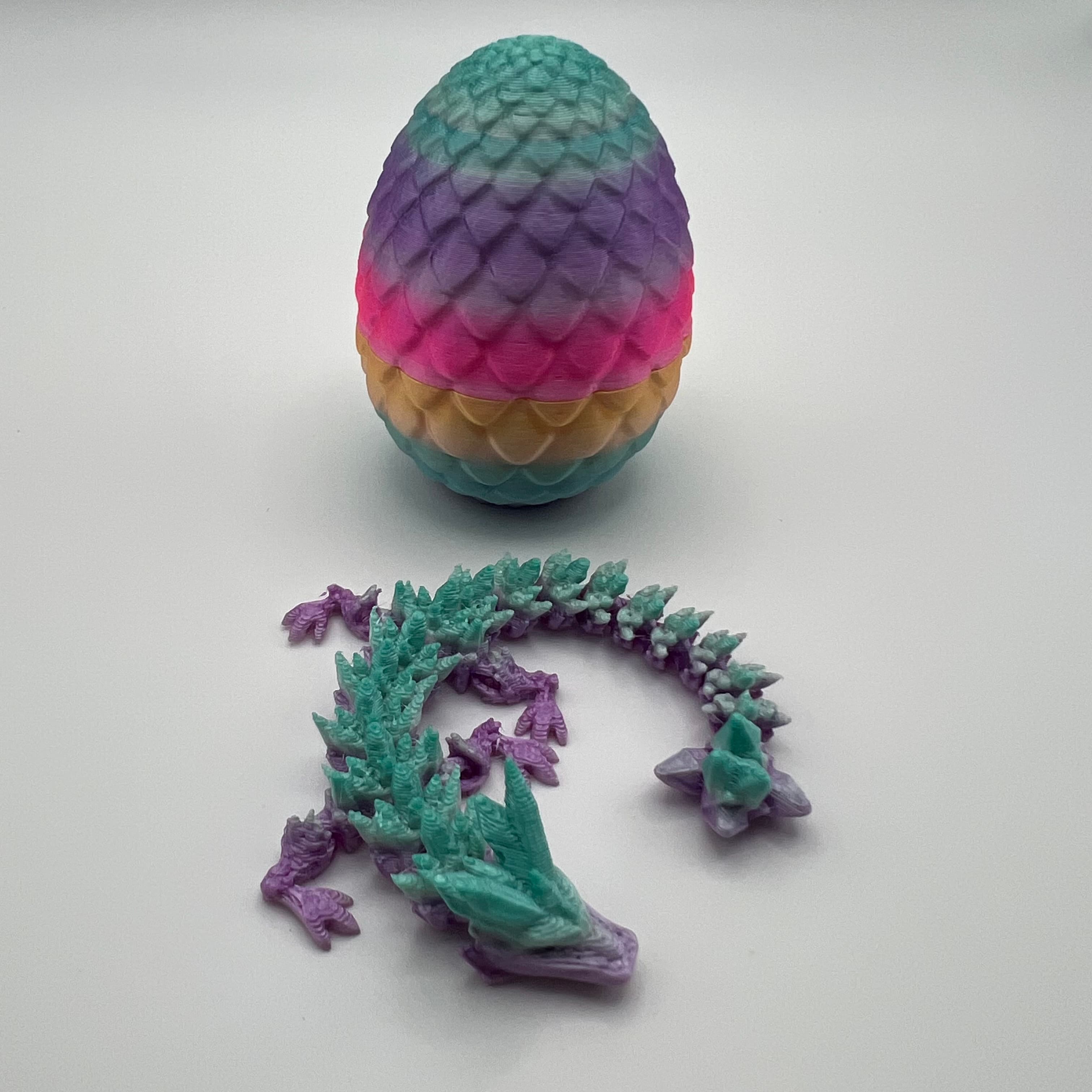 PLA Silk 3D Printed Crystal Dragon 12CM Egg 6CM