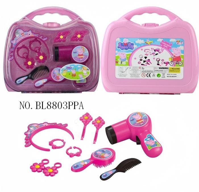 Peppa Pig Series Electric Hair Dryer and Accessory Set for Girls' Pretend Play