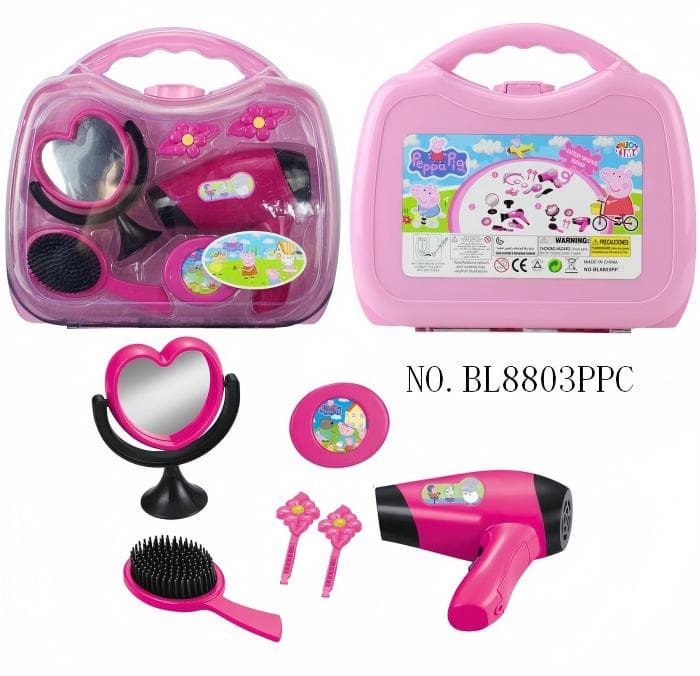 Peppa Pig Series Electric Hair Dryer and Accessory Set for Girls' Pretend Play