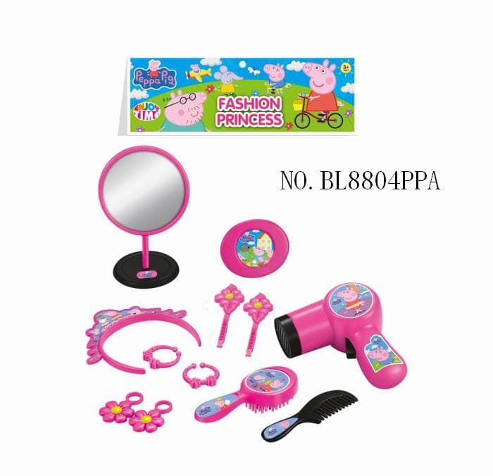 Peppa Pig Series Electric Hair Dryer and Accessory Set for Girls' Pretend Play