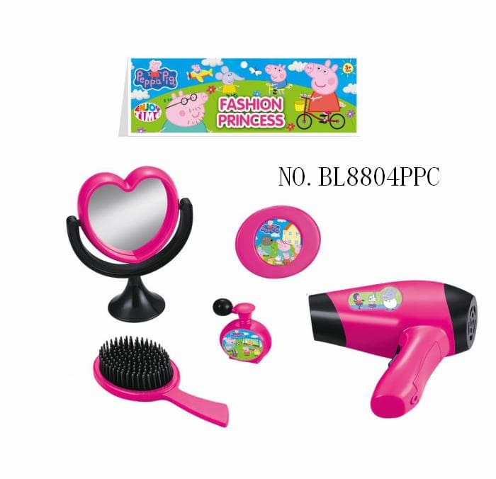 Peppa Pig Series Electric Hair Dryer and Accessory Set for Girls' Pretend Play