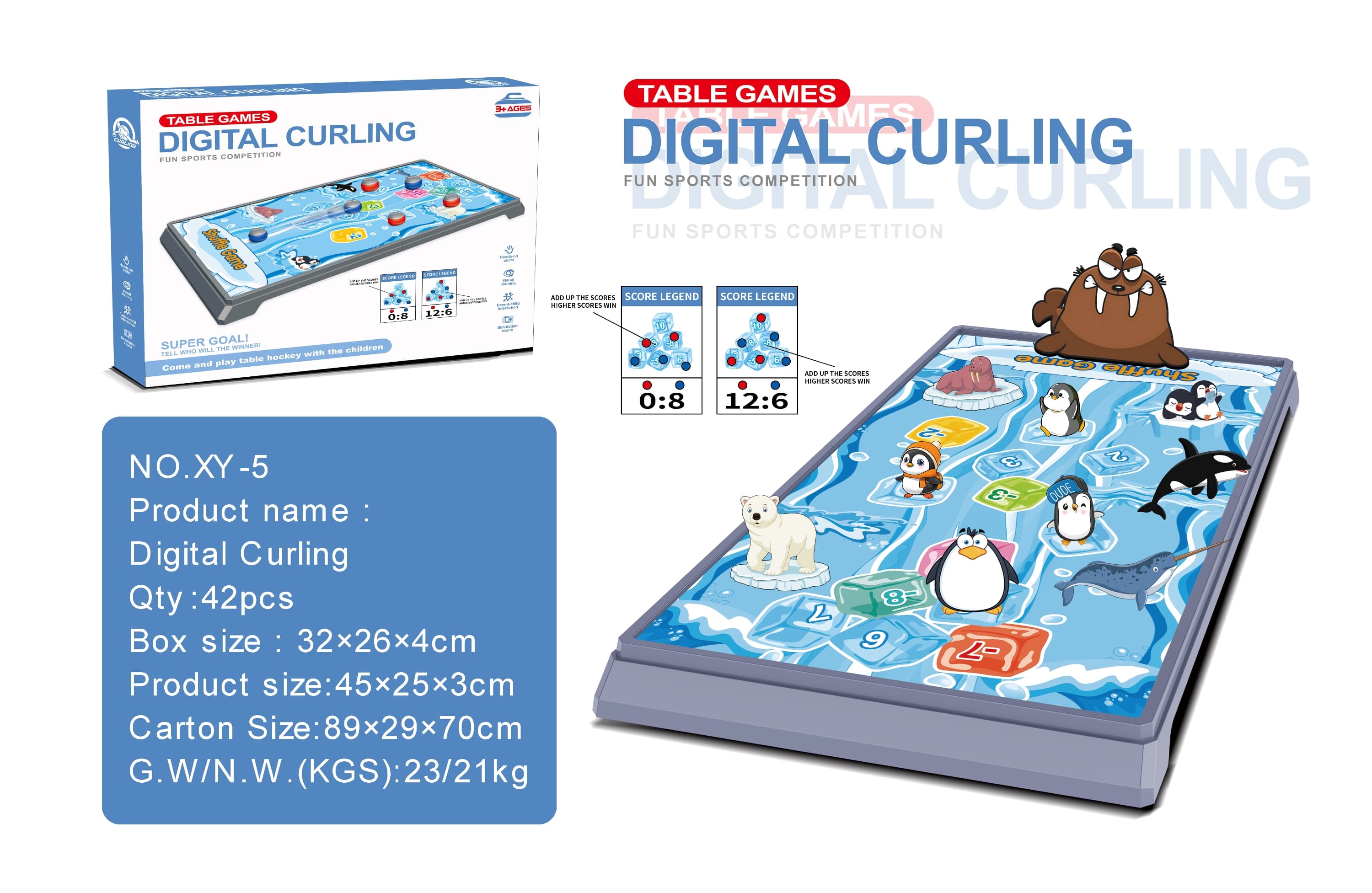 Parent-Child Interactive Tabletop Multiplayer Digital Curling Board Game