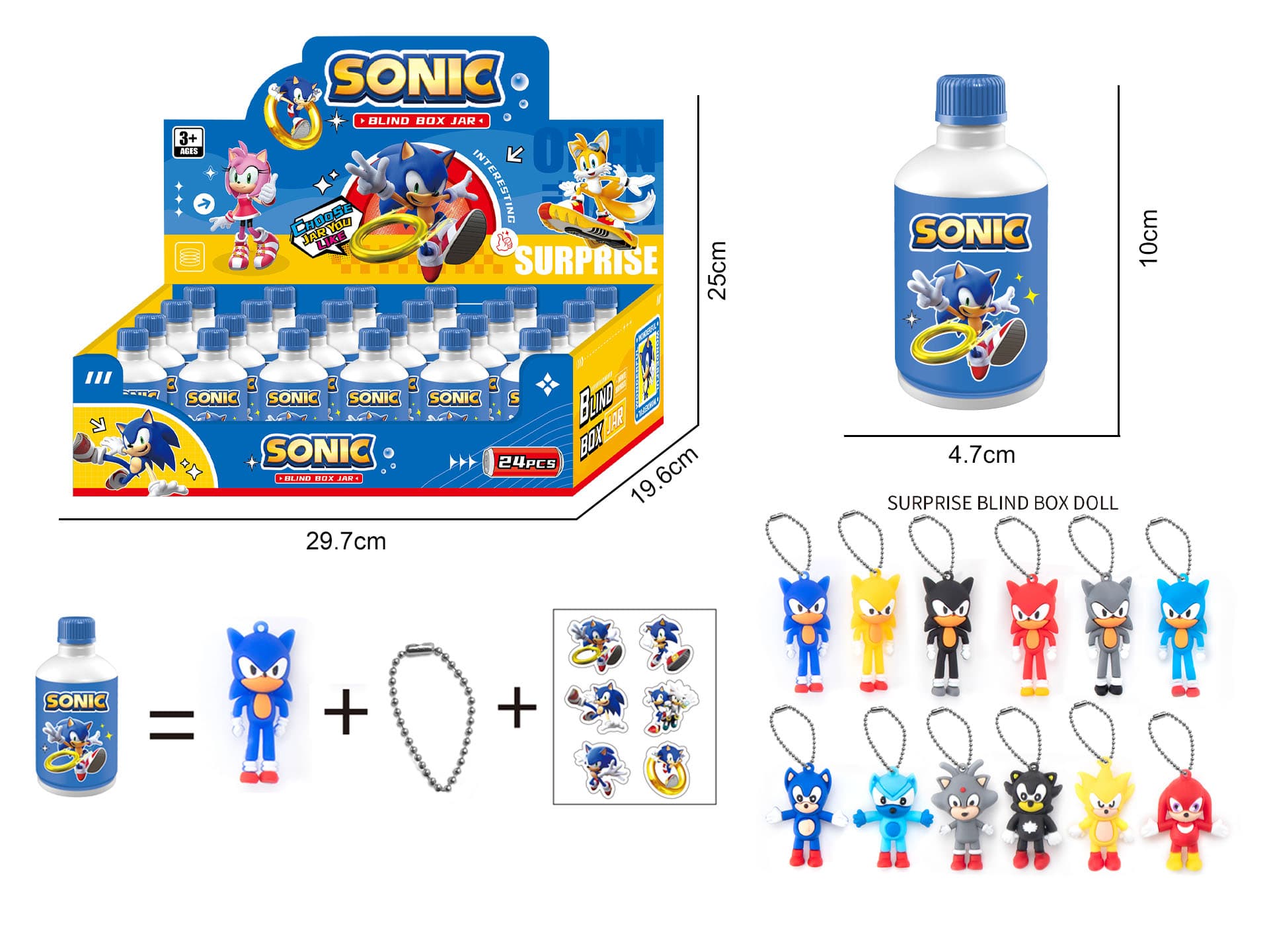 Sonic Drink Can Blind Box Assortment, 24 Bottles per Display Case
